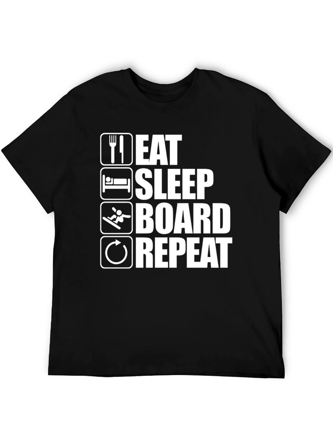 Eat Sleep Board Repeat Black Graphic Tee