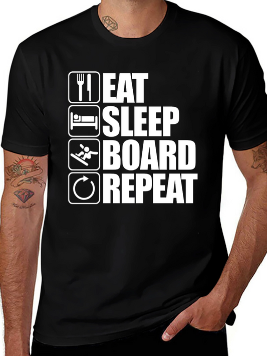 Eat Sleep Board Repeat Black Graphic Tee