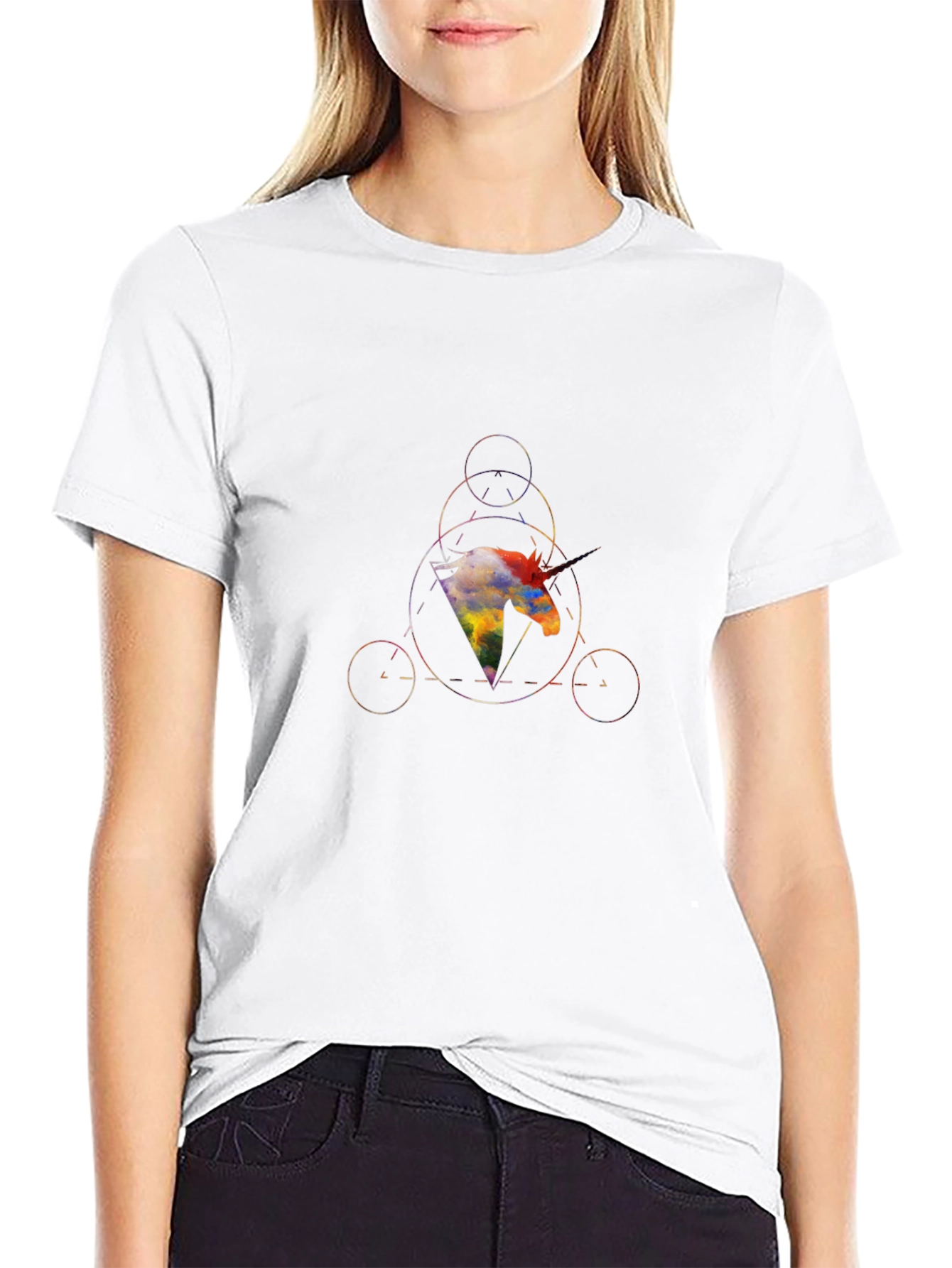 Geometric Unicorn Graphic T-Shirt