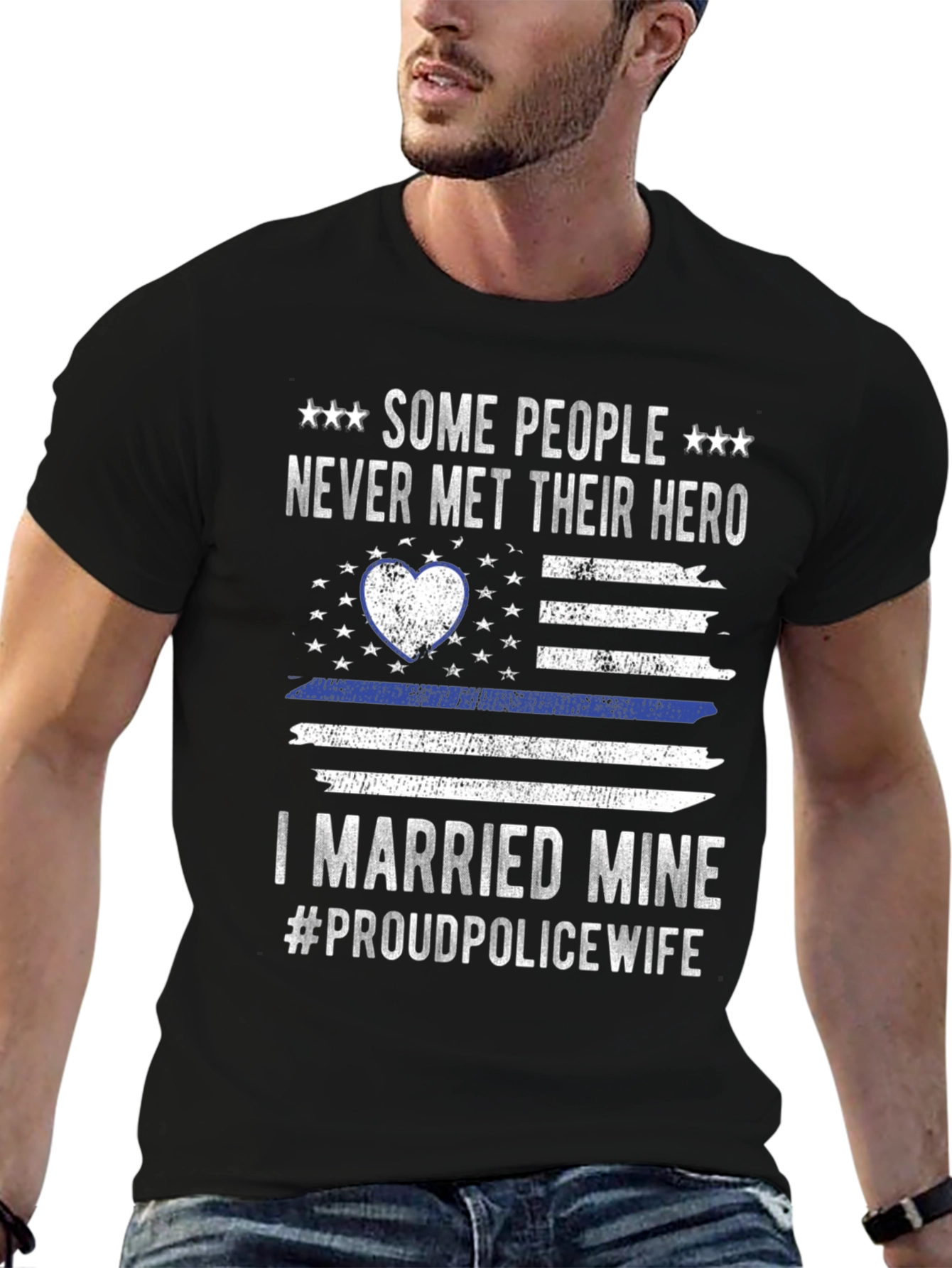 Proud Police Wife Hero T-Shirt - Black