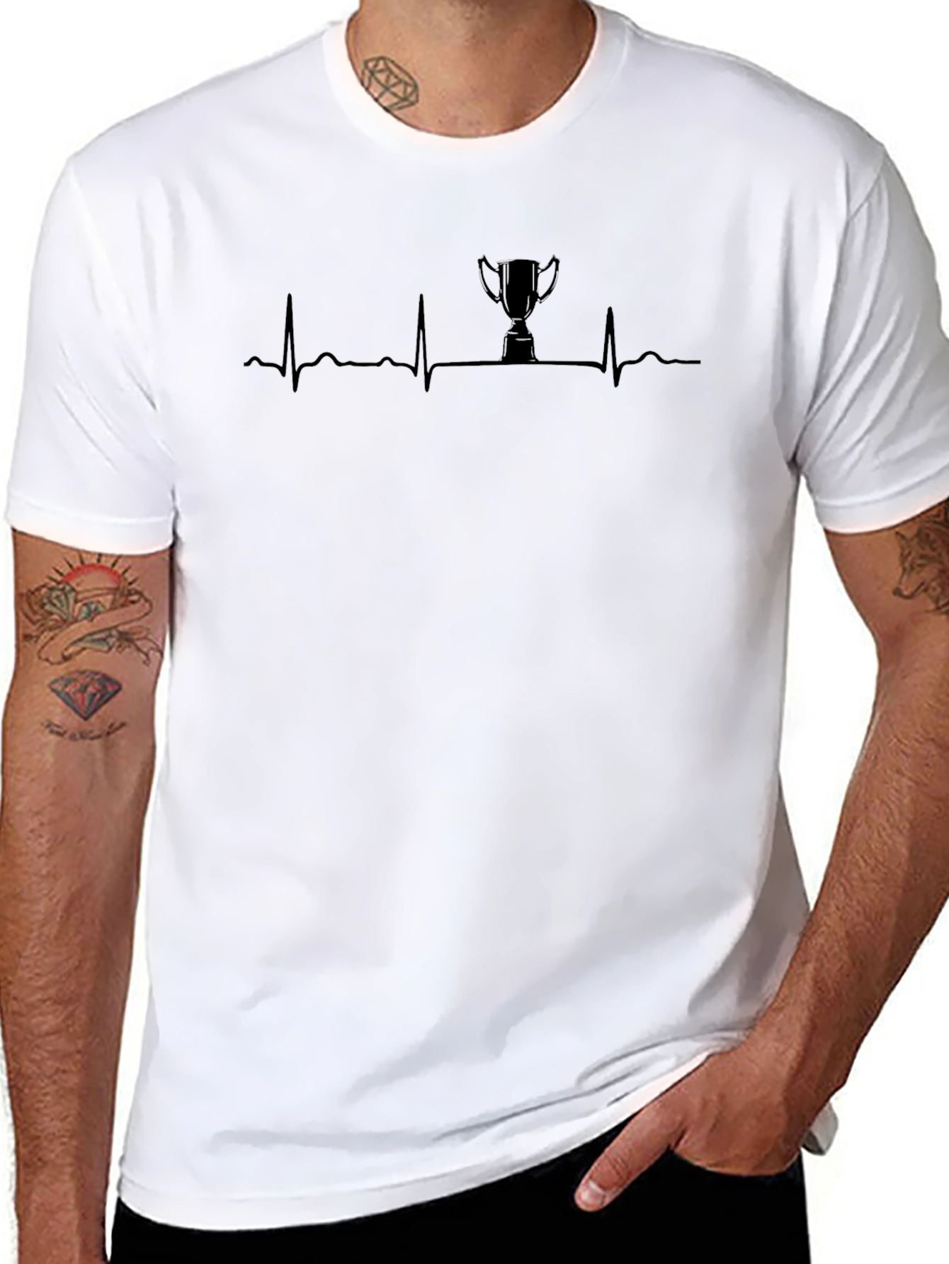 Trophy Heartbeat Graphic Tee - Black Crew Neck