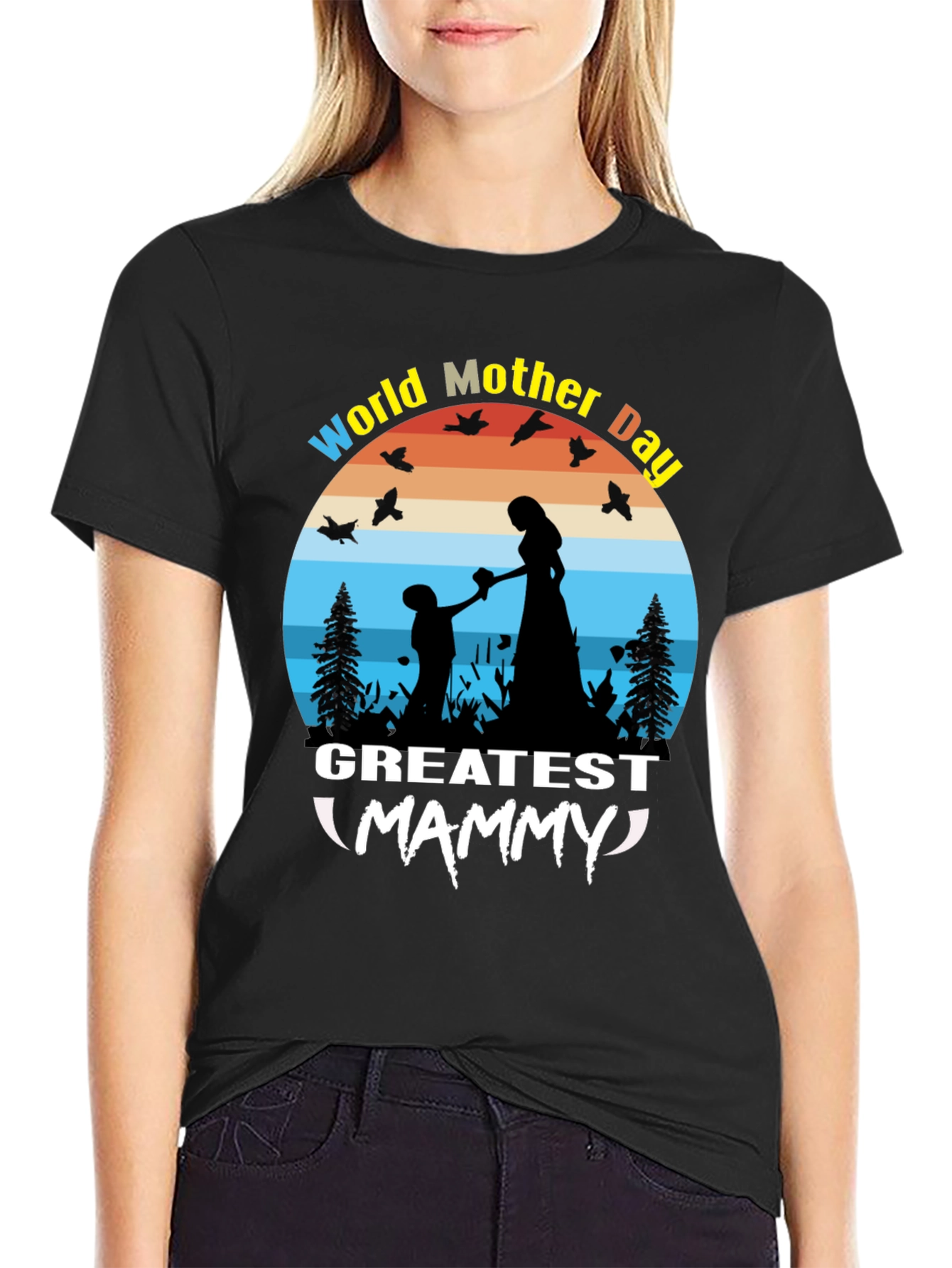 World Mother Day Greatest Mammy Black T-Shirt