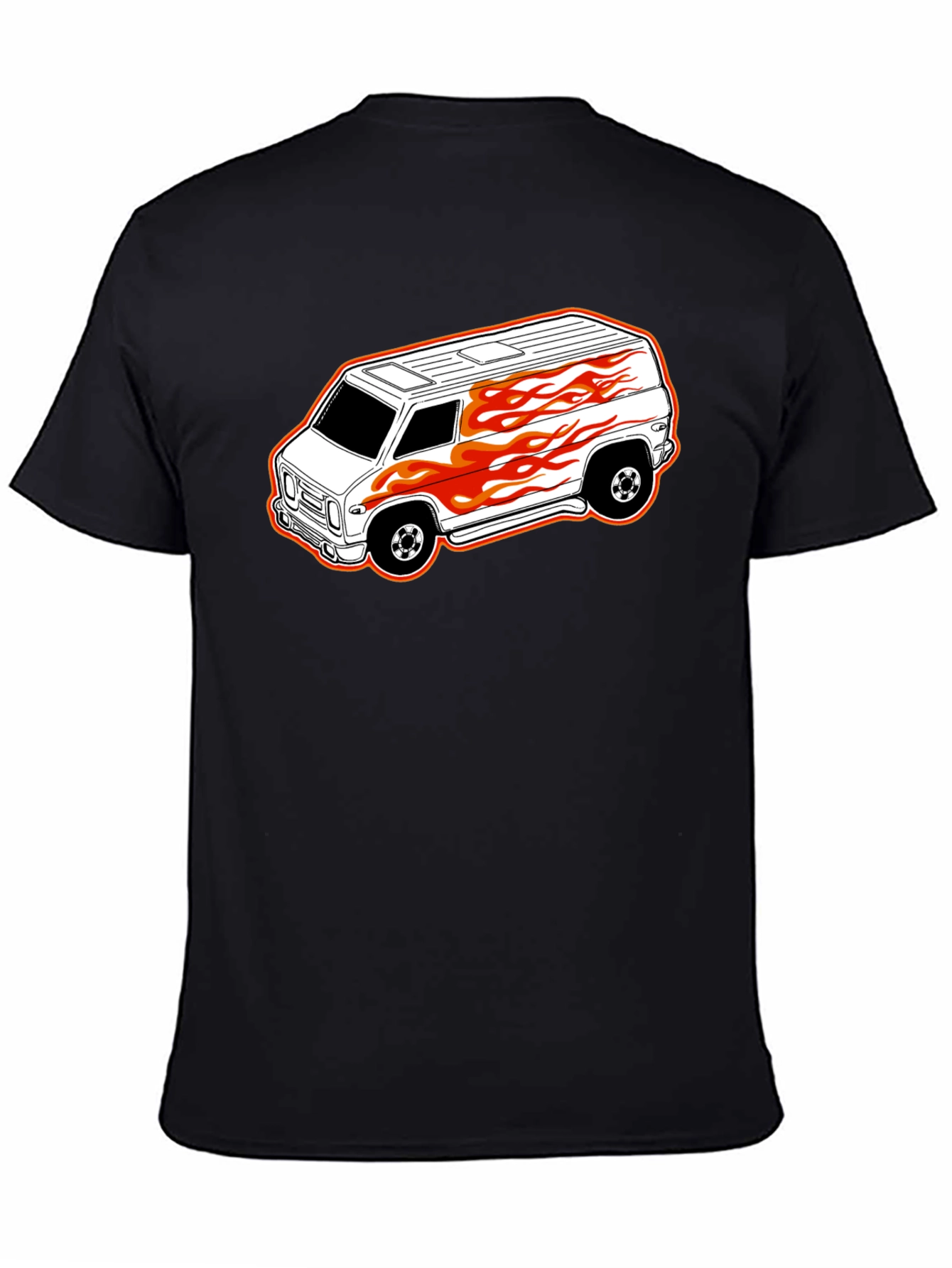 Black T-Shirt with Custom Van Graphic