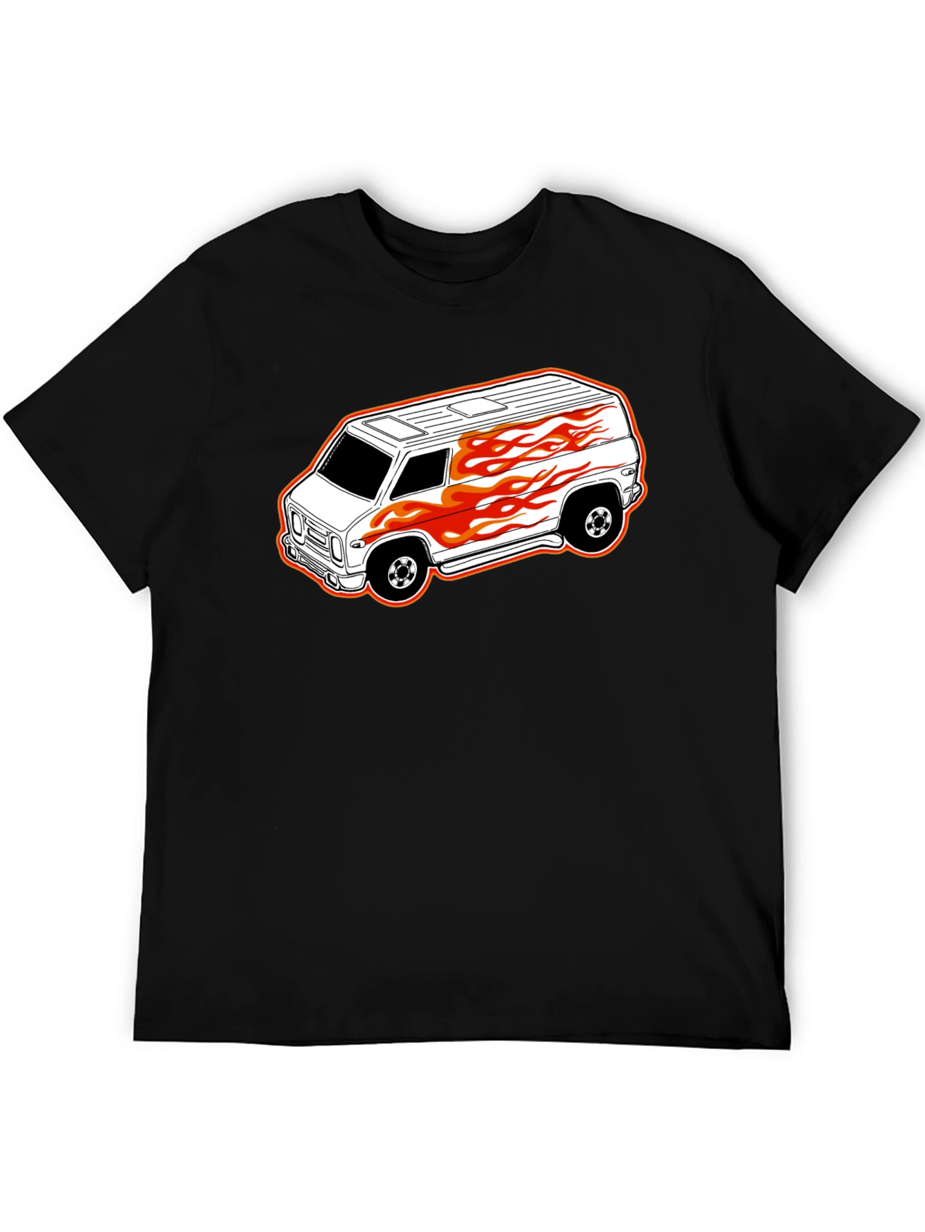 Black T-Shirt with Custom Van Graphic