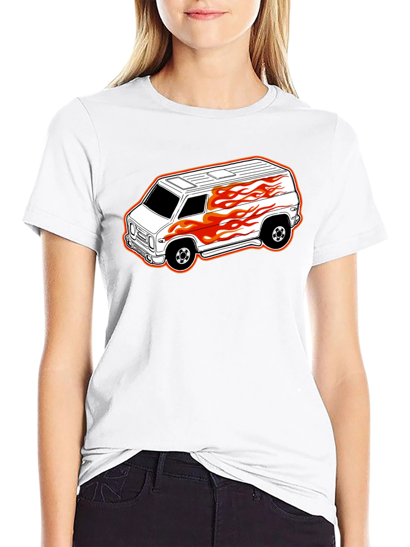 Black T-Shirt with Custom Van Graphic