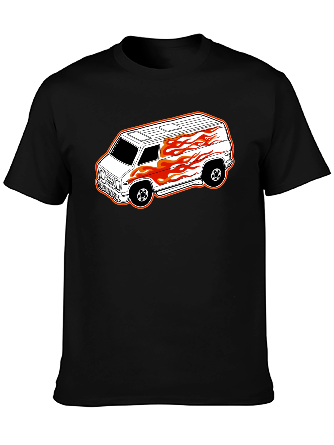 Black T-Shirt with Custom Van Graphic