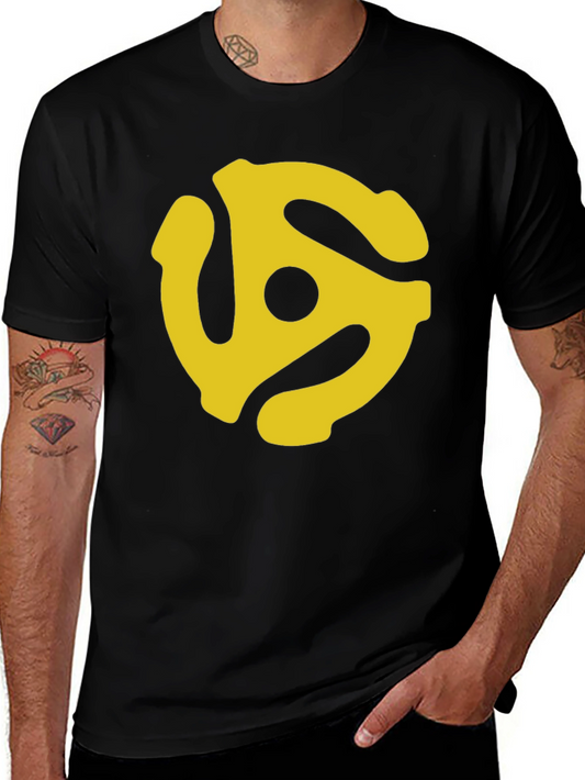 Retro Yellow Record Adapter Black T-Shirt