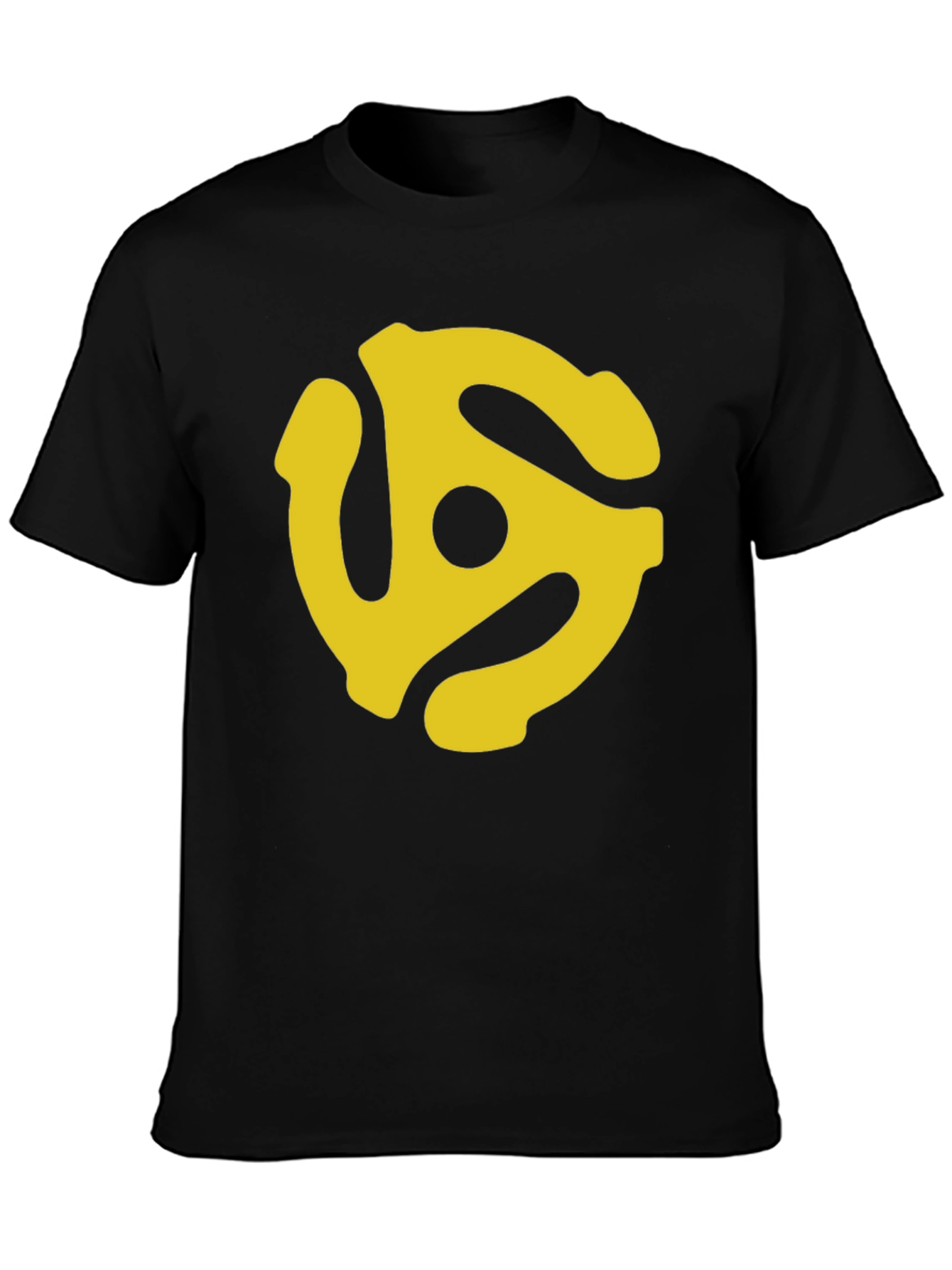 Retro Yellow Record Adapter Black T-Shirt
