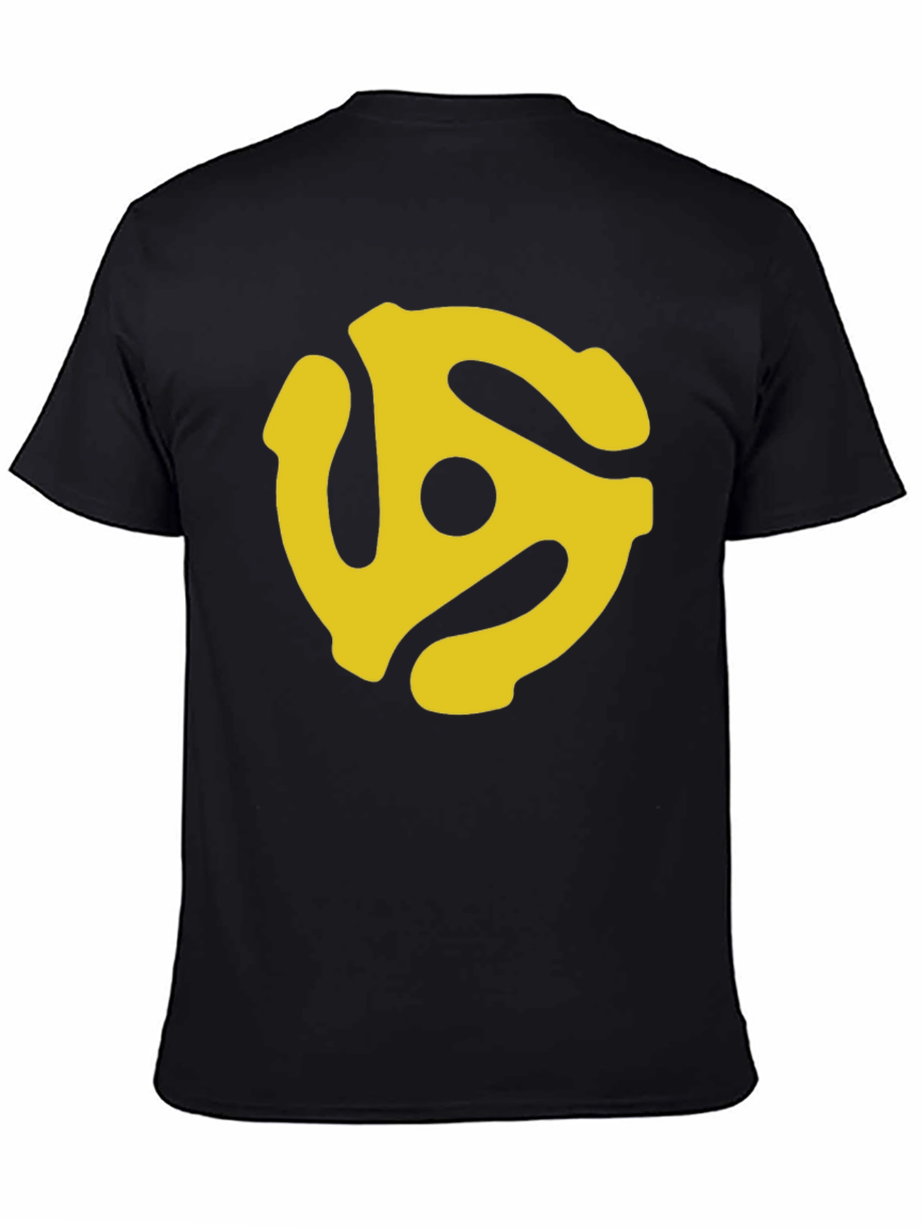 Retro Yellow Record Adapter Black T-Shirt