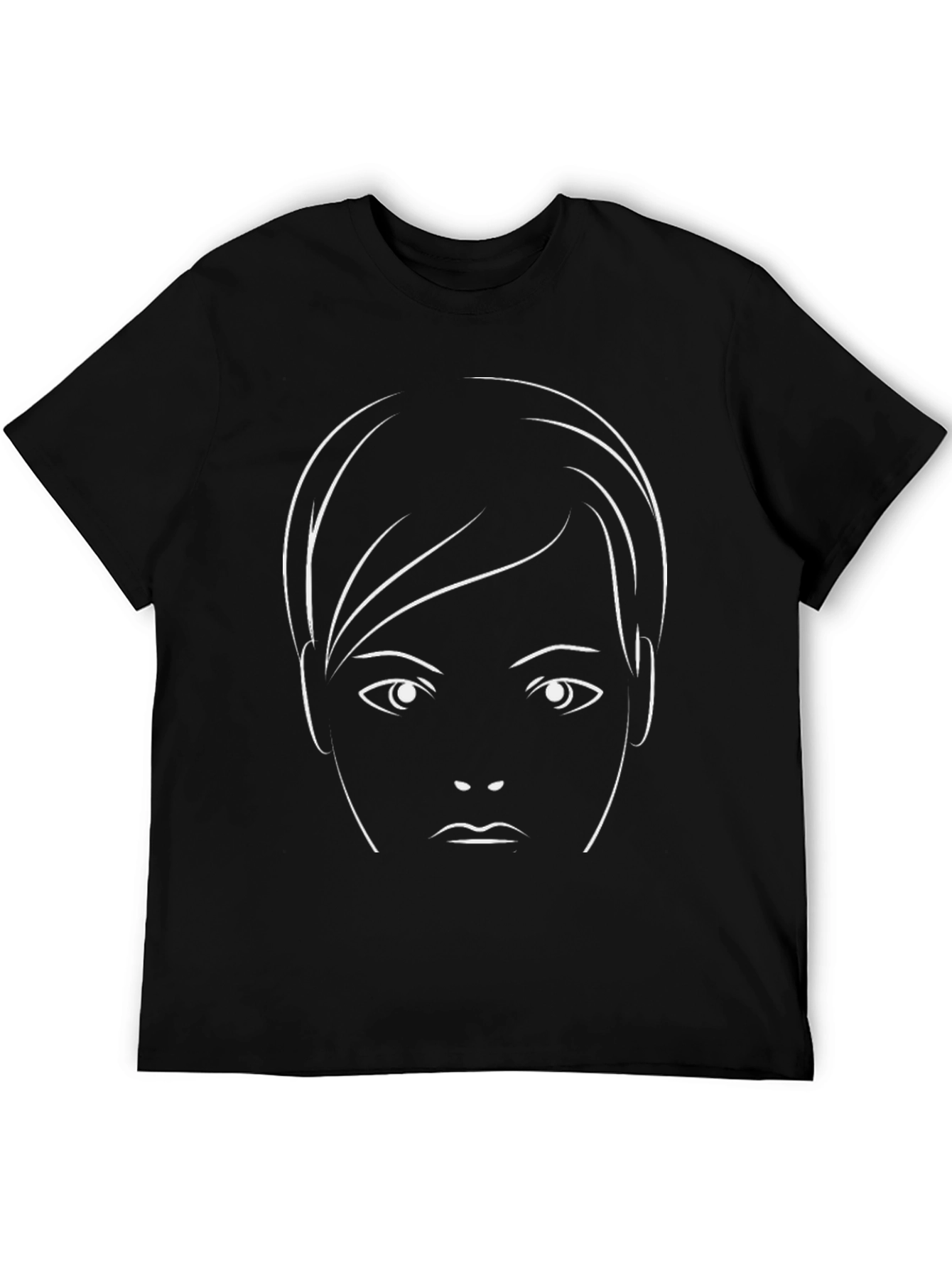 Black T-Shirt with Abstract Face Design