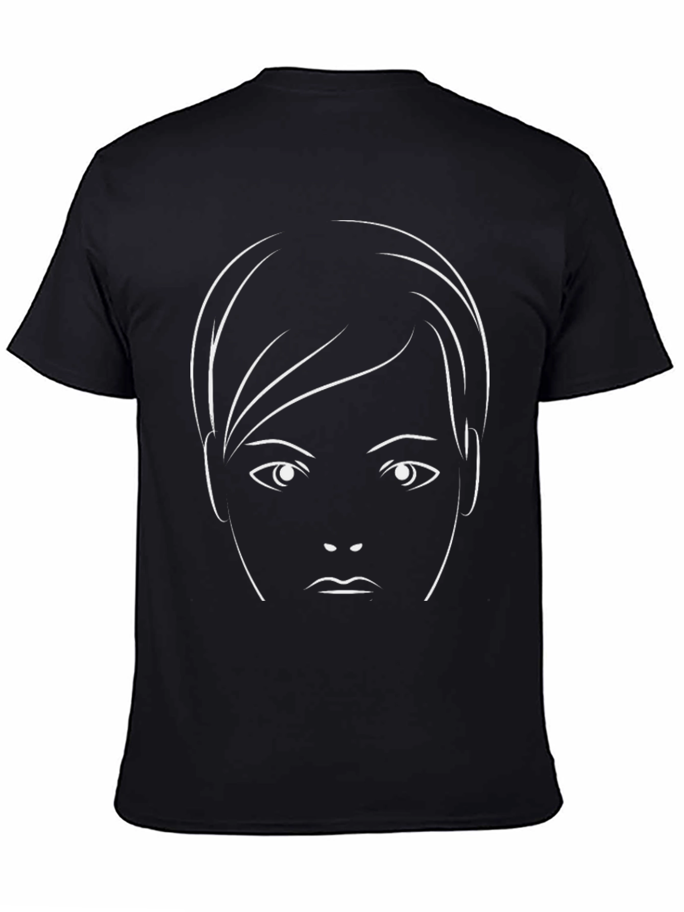 Black T-Shirt with Abstract Face Design