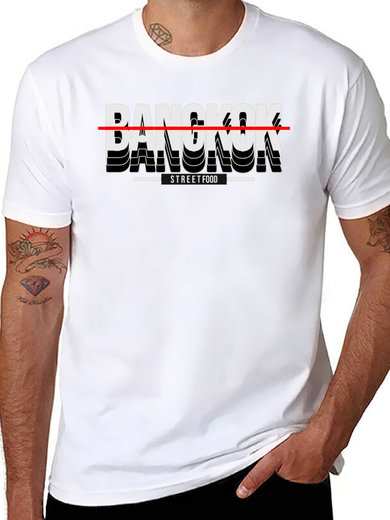 Bangkok Street Food T-Shirt - Casual Black Tee