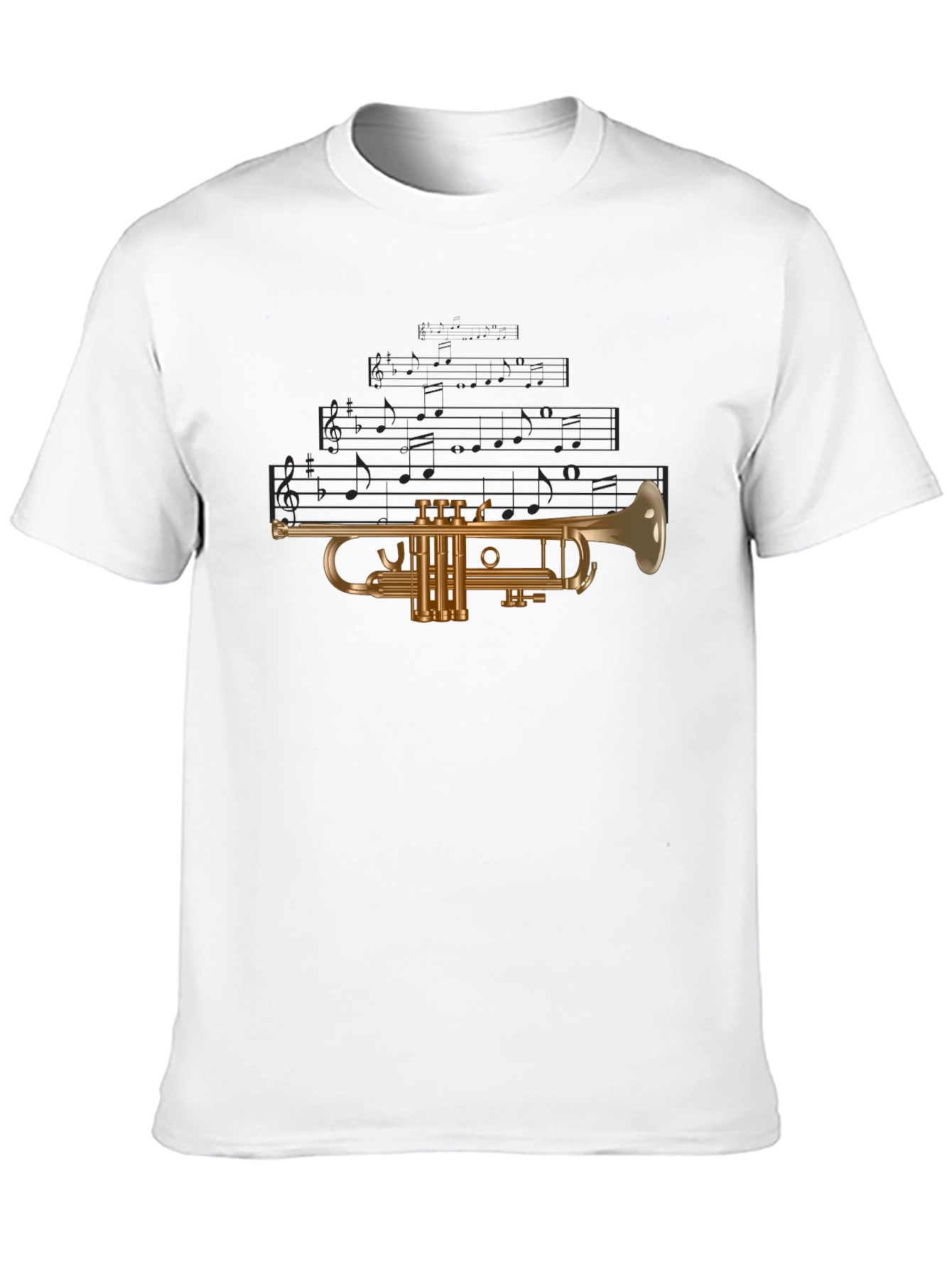 Musical Trumpet Graphic Tee - Black Cotton T-Shirt