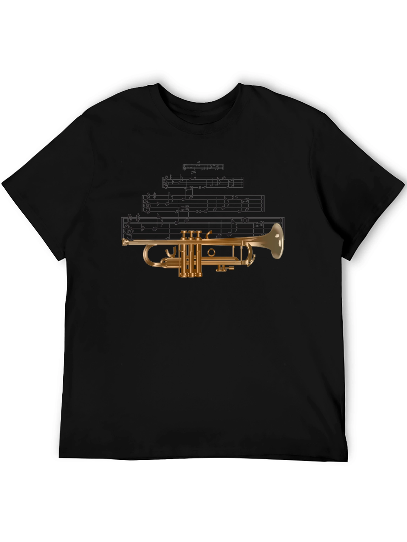 Musical Trumpet Graphic Tee - Black Cotton T-Shirt
