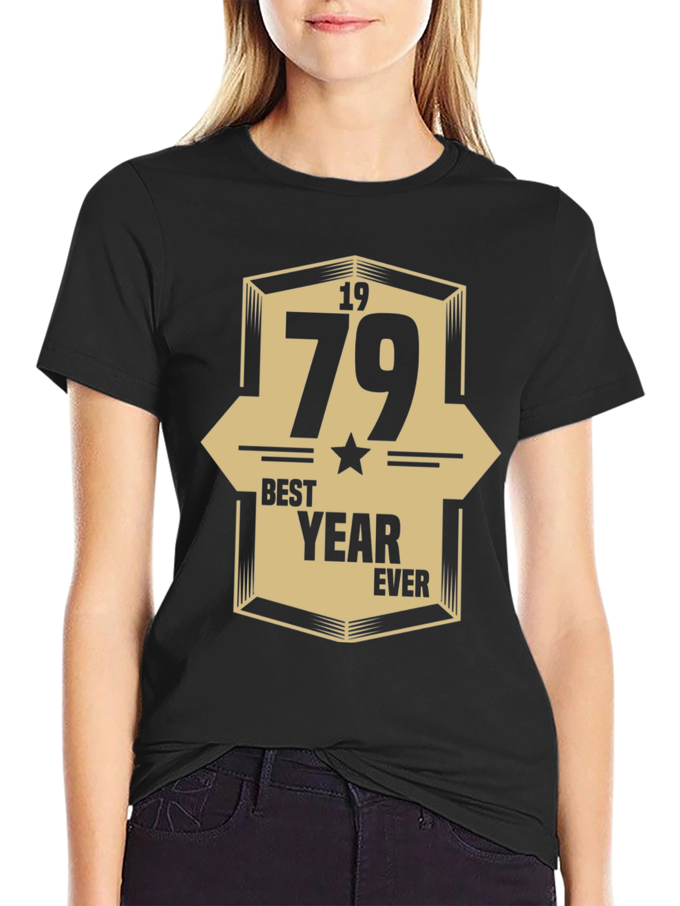 1979 Best Year Ever Graphic Print Black T-Shirt