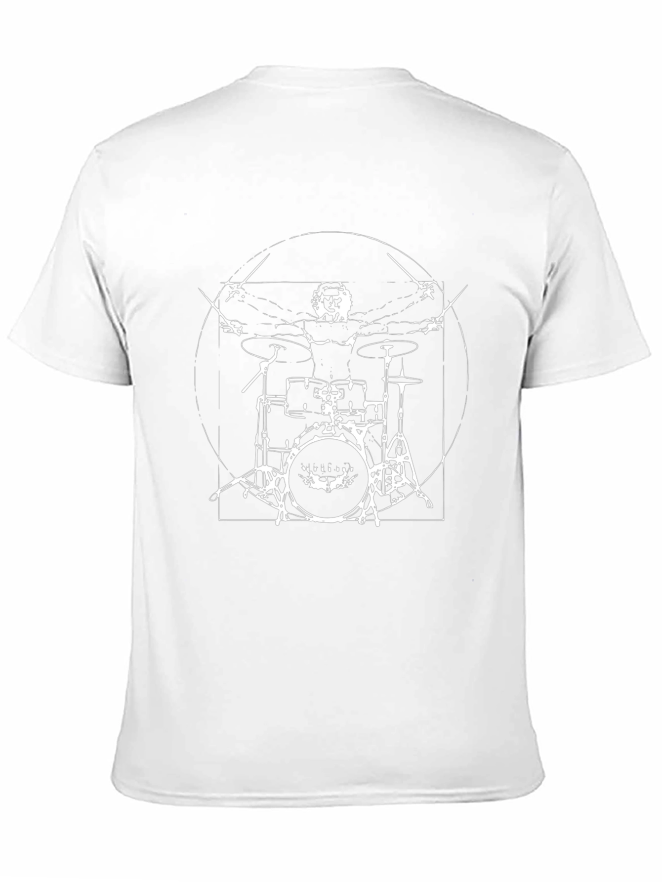 Drummer Vitruvian Man T-Shirt - Black Cotton Tee