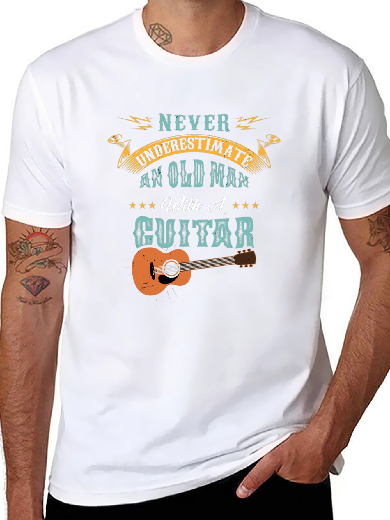 Old Man With A Guitar Graphic Tee - Black