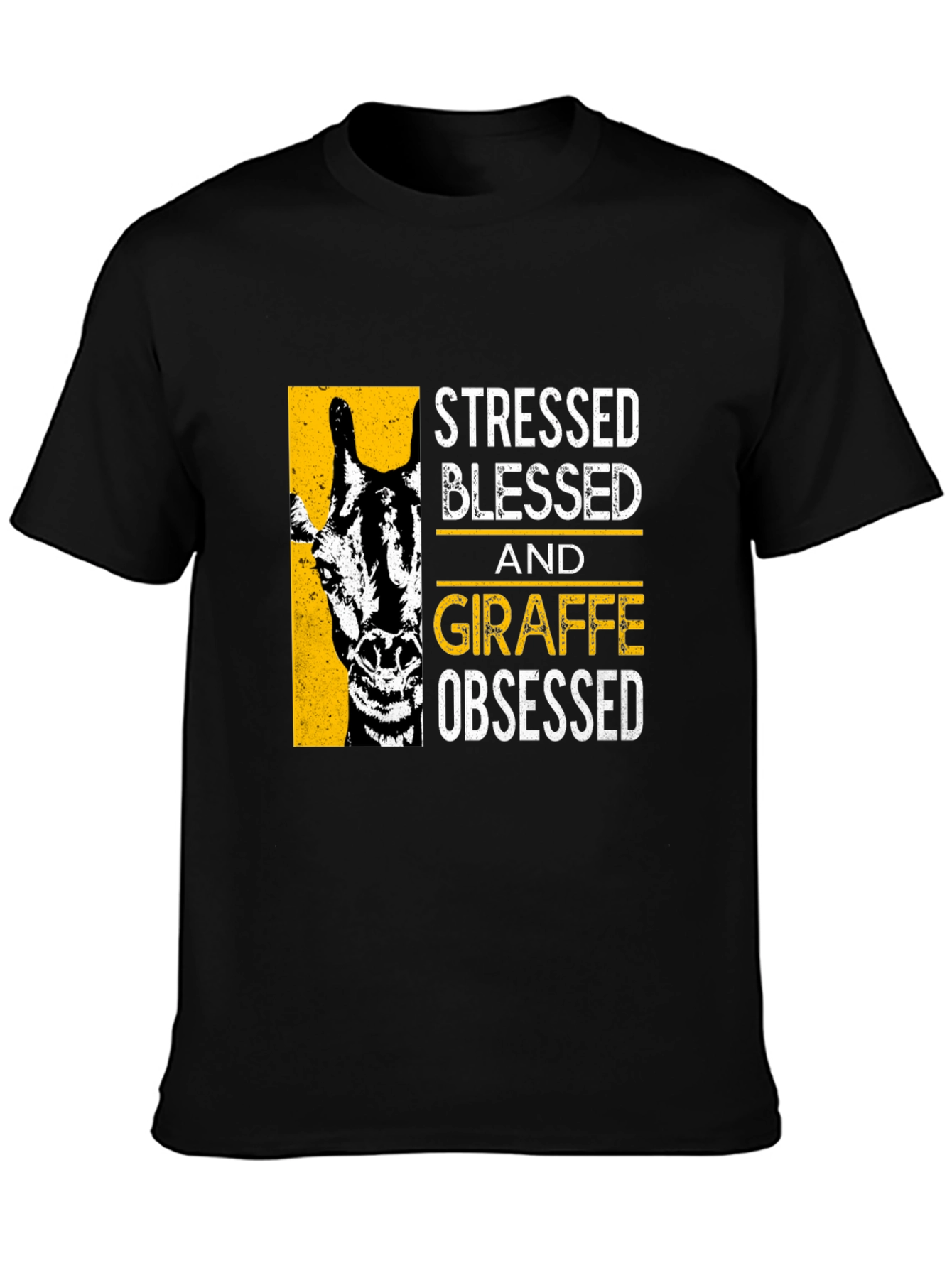 Stressed Blessed Giraffe Obsessed Graphic T-Shirt