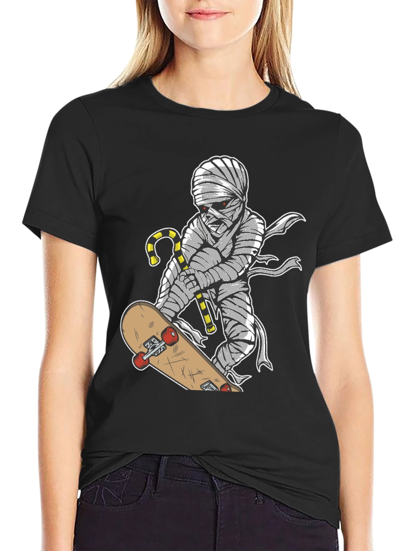 Skateboarding Mummy Graphic T-Shirt