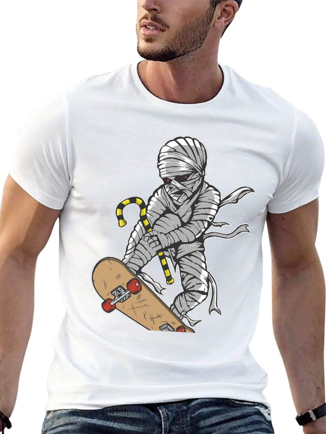 Skateboarding Mummy Graphic T-Shirt