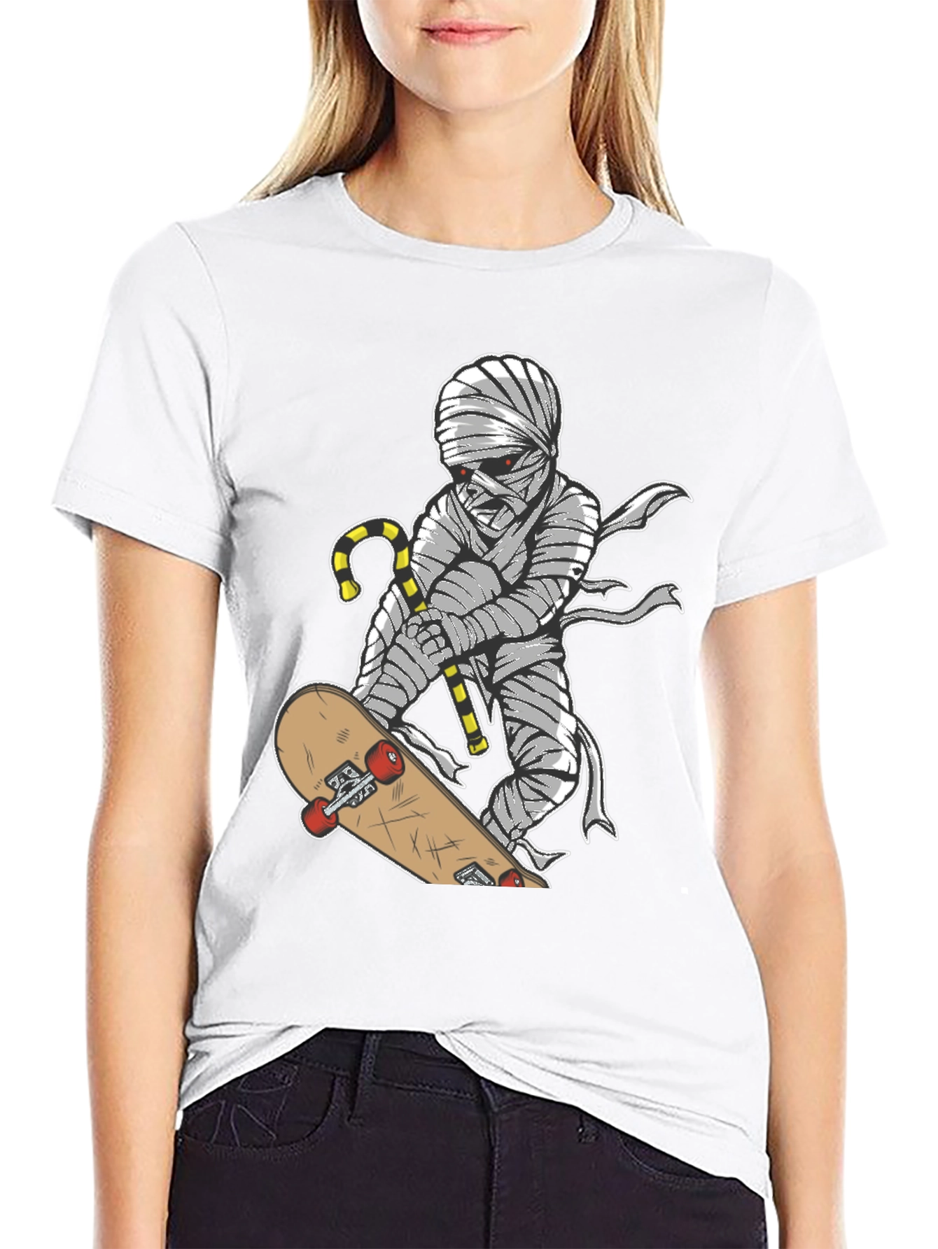 Skateboarding Mummy Graphic T-Shirt
