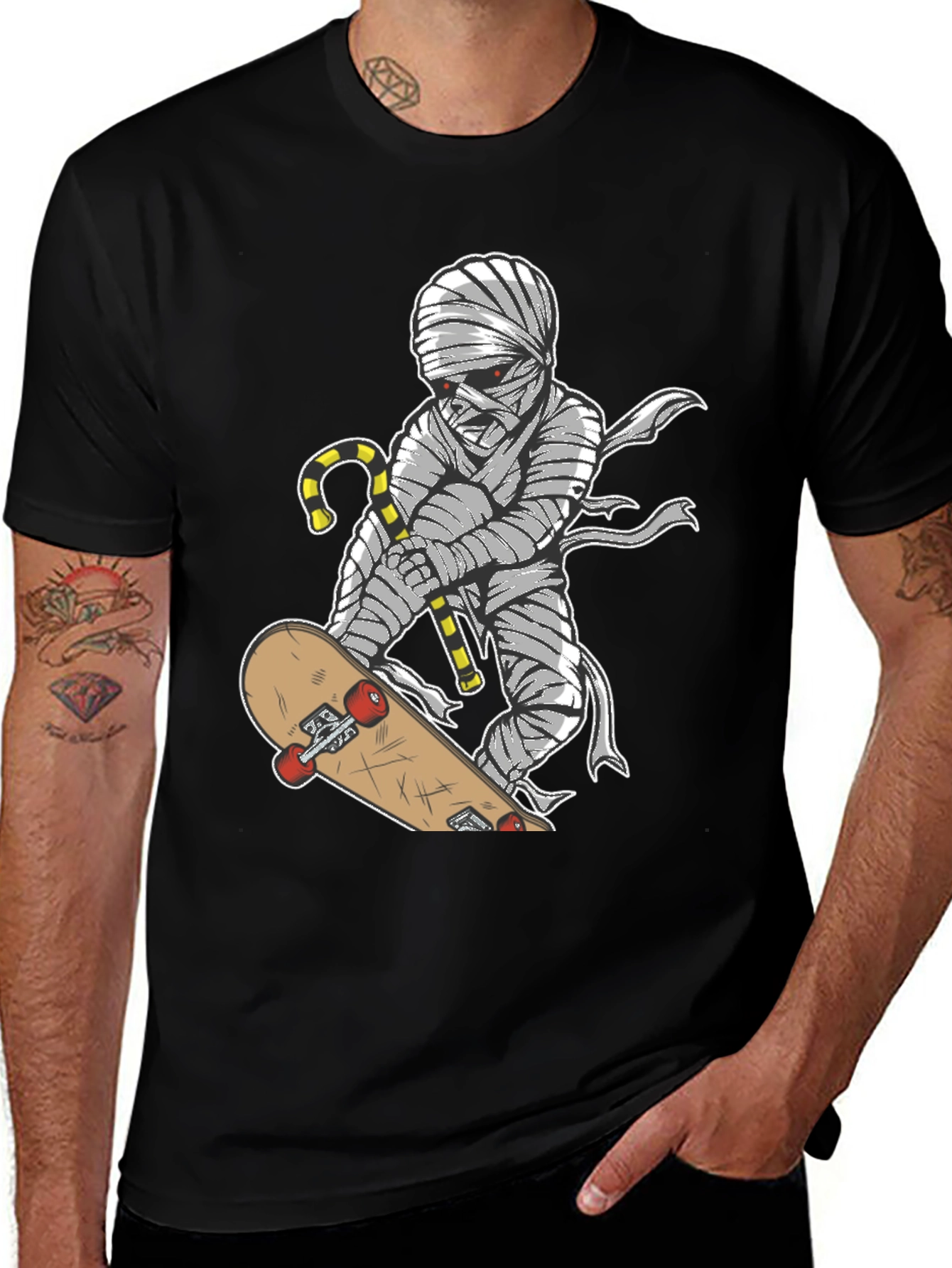 Skateboarding Mummy Graphic T-Shirt