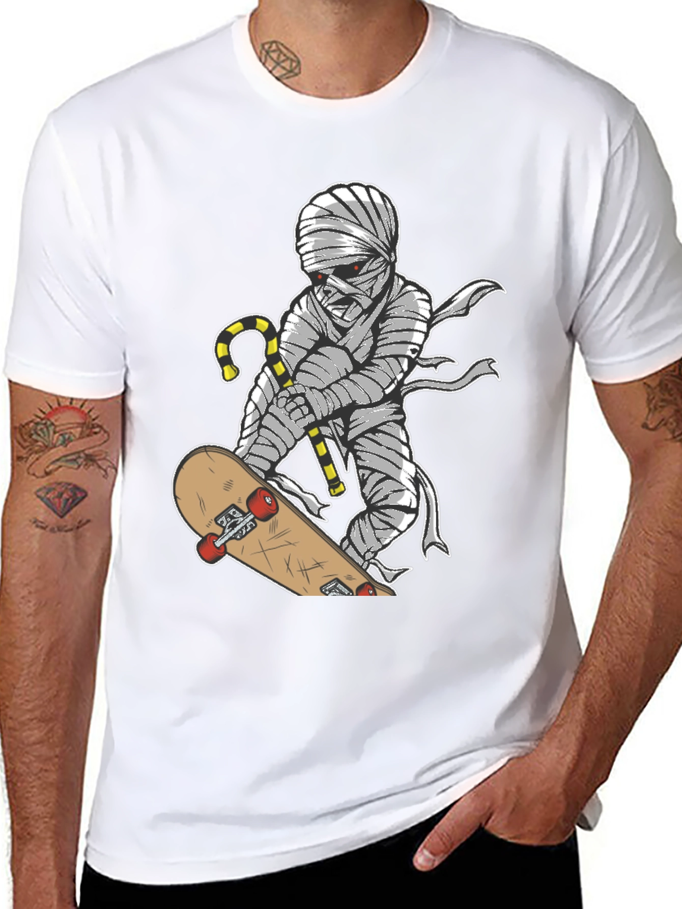 Skateboarding Mummy Graphic T-Shirt