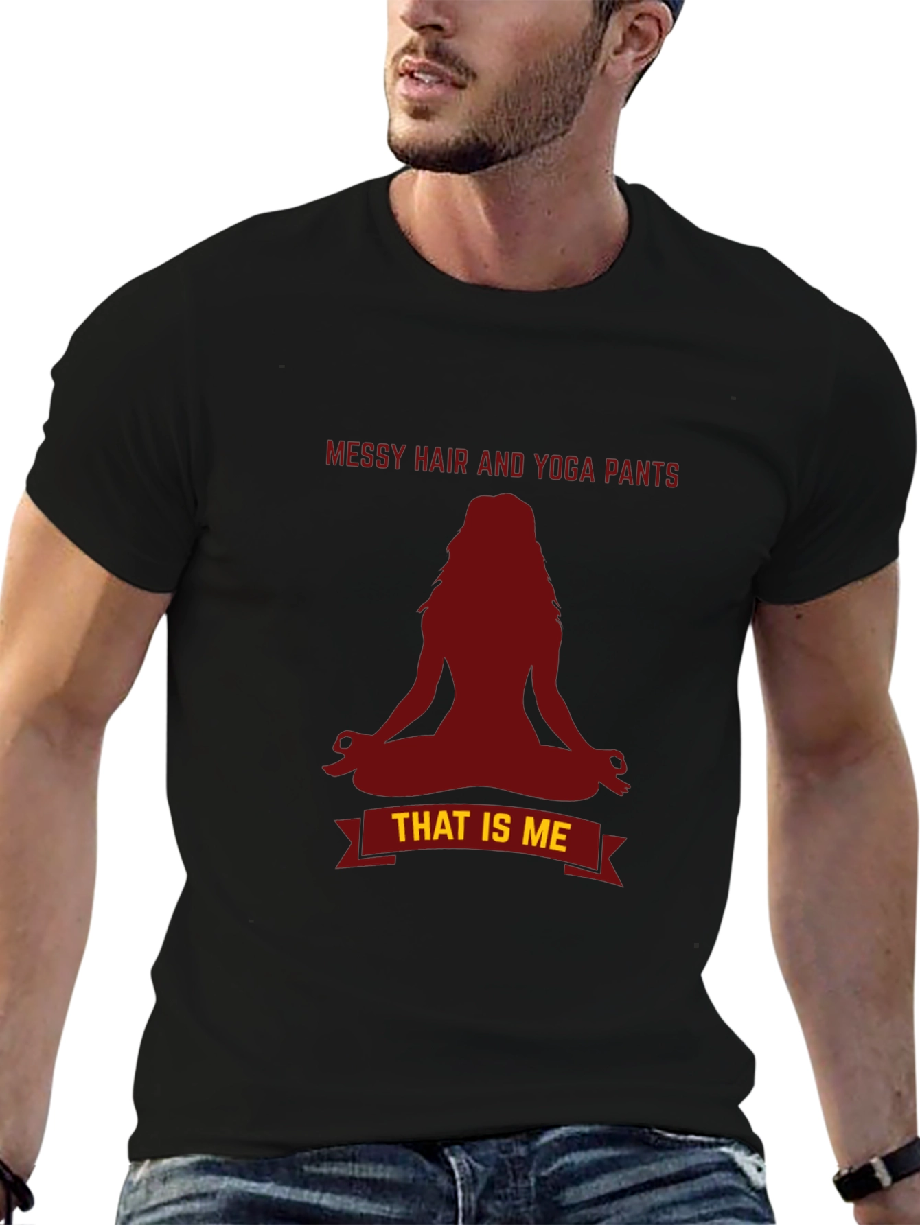 Messy Hair Yoga Pants T-Shirt - Relaxed Fit
