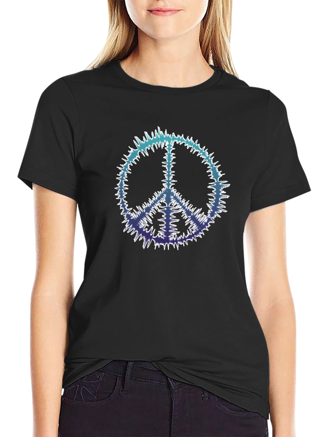 Peace Sign Black Tee - Retro Vibe
