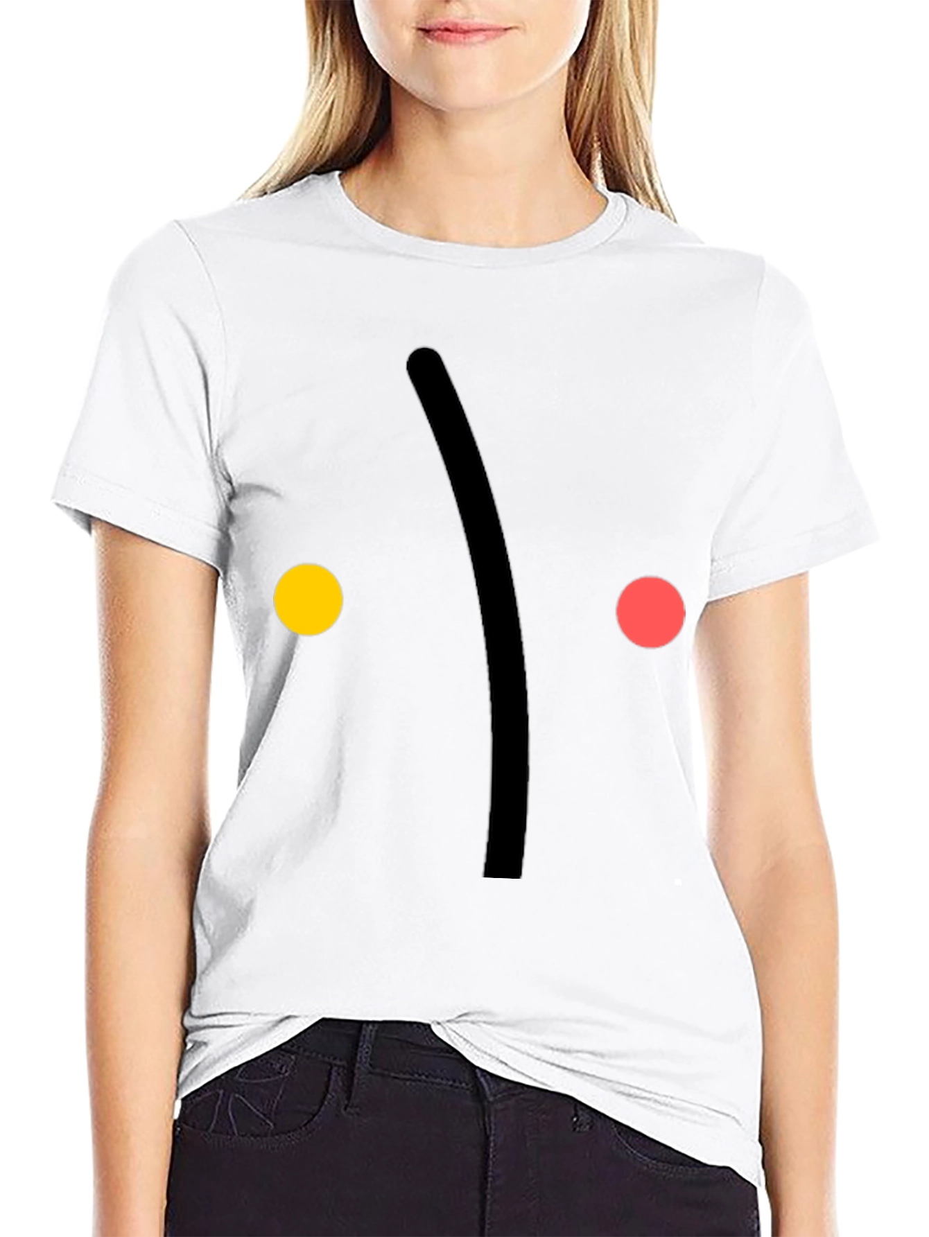 Minimalist Face Graphic Print Black T-Shirt