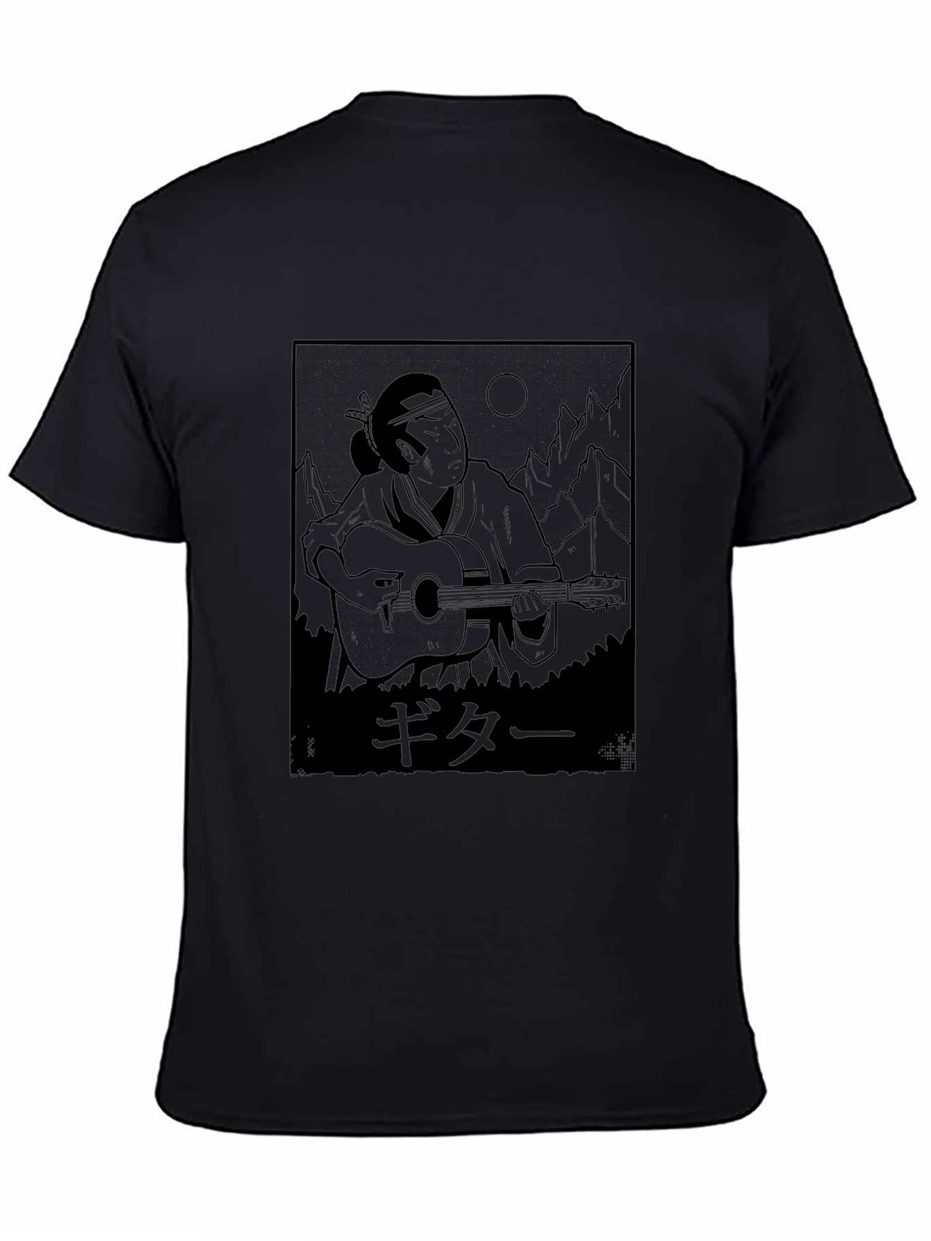 Japanese Guitar Player Black T-Shirt