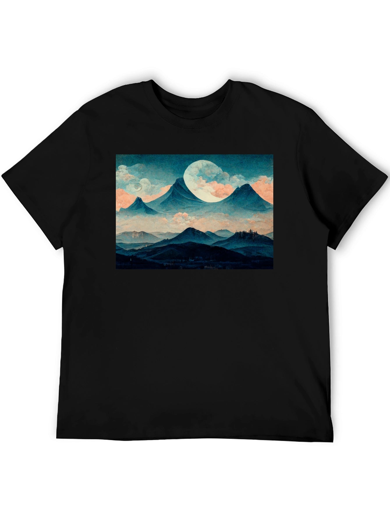 Mountains & Moon Graphic Tee - Black