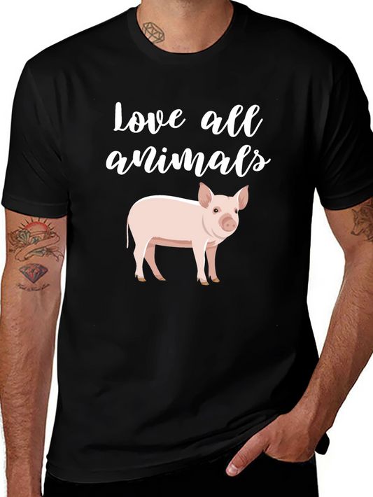 Love All Animals Pig Graphic T-Shirt