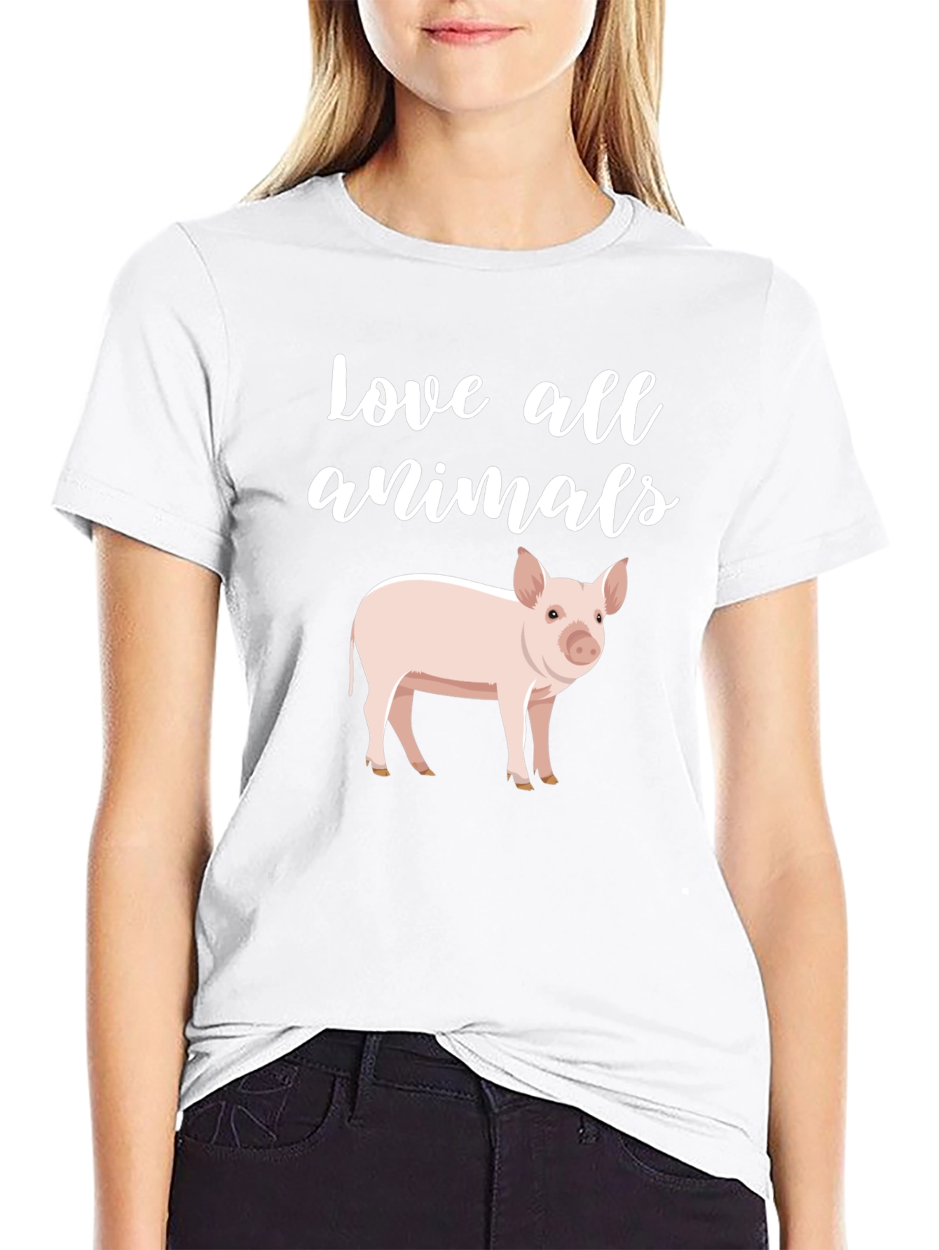 Love All Animals Pig Graphic T-Shirt