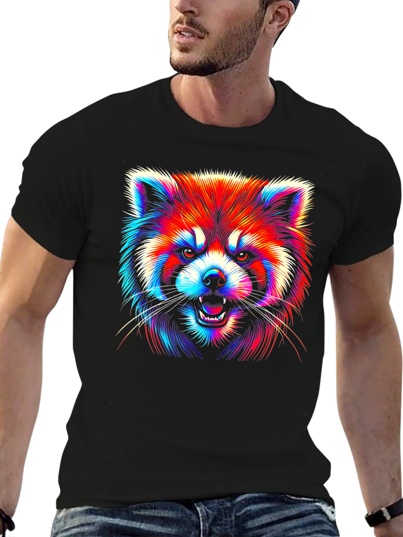 Neon Red Panda Graphic Tee