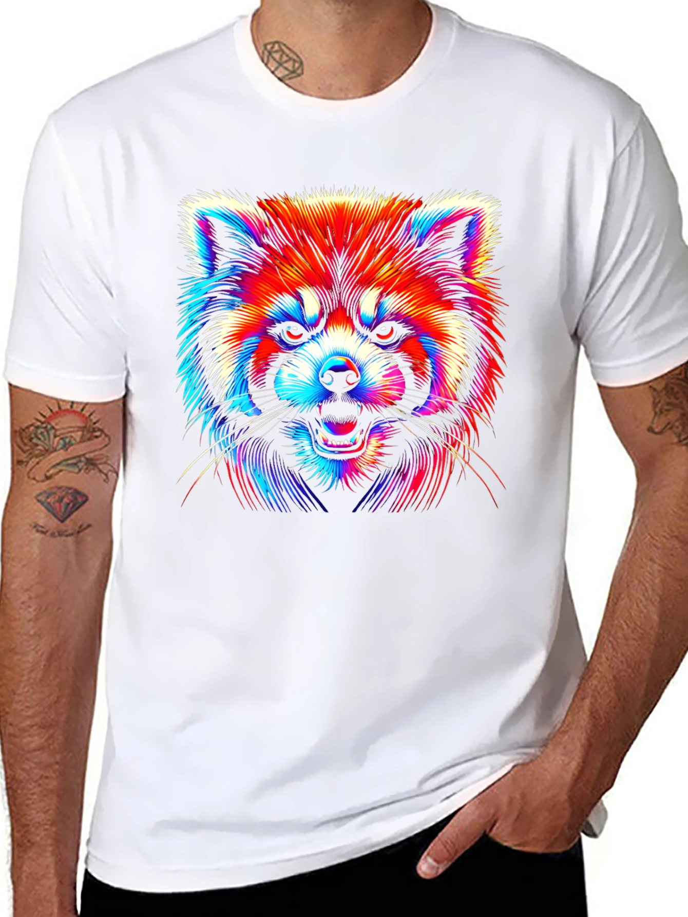 Neon Red Panda Graphic Tee