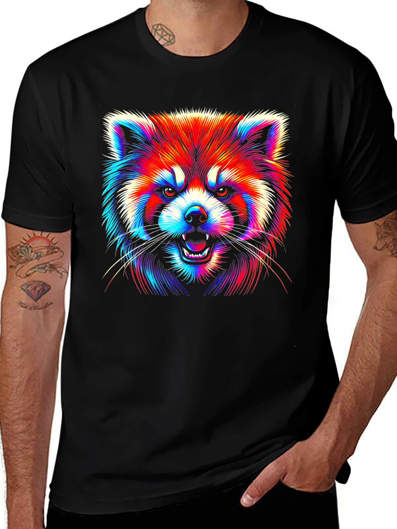 Neon Red Panda Graphic Tee