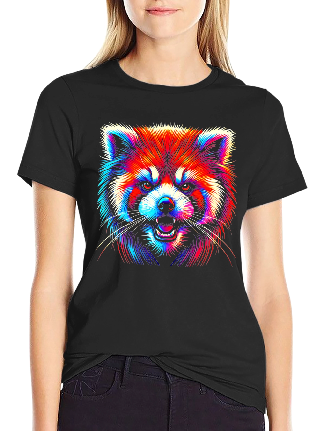 Neon Red Panda Graphic Tee