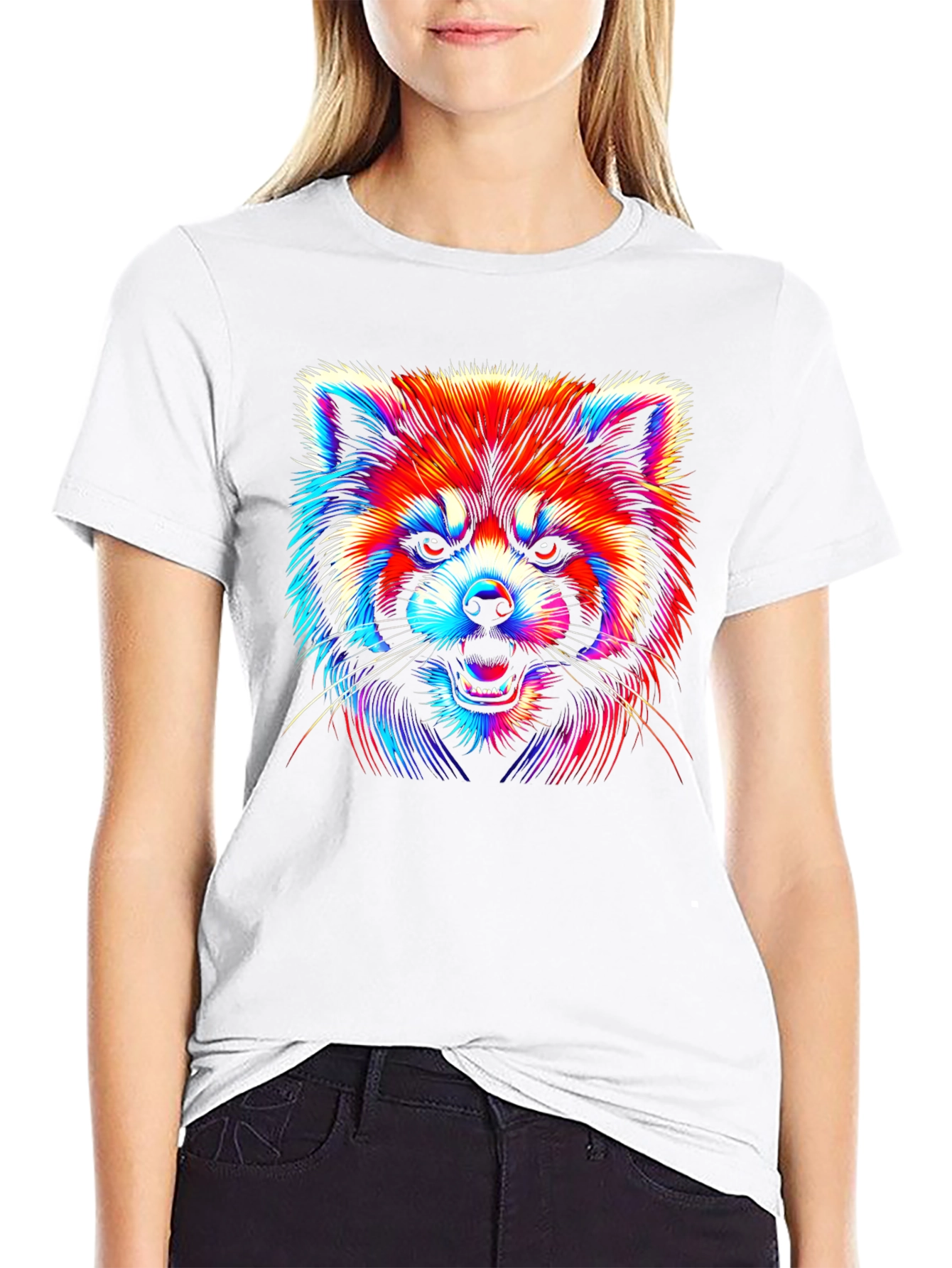 Neon Red Panda Graphic Tee