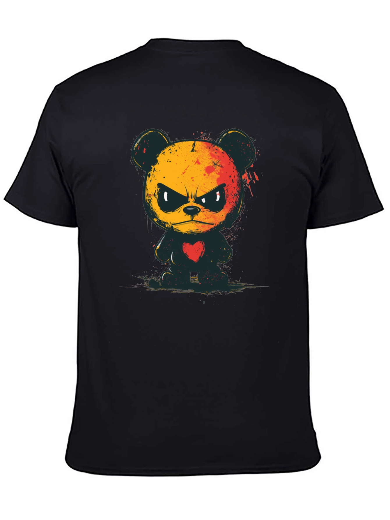 Grumpy Bear Graphic Tee - Soft Black Cotton
