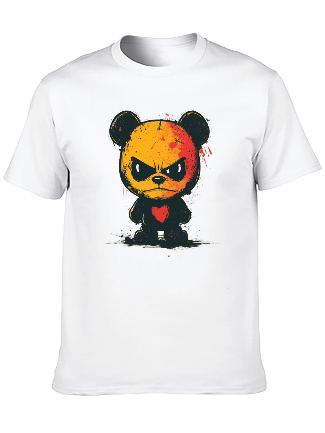 Grumpy Bear Graphic Tee - Soft Black Cotton