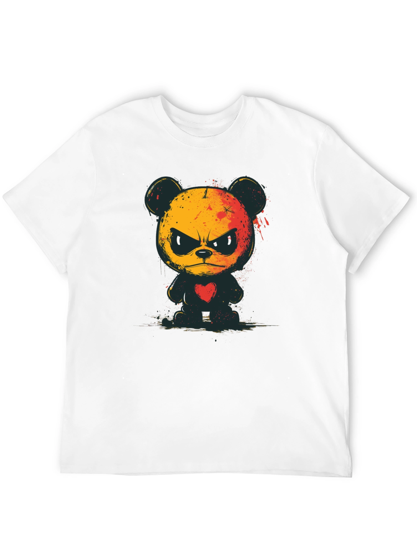 Grumpy Bear Graphic Tee - Soft Black Cotton