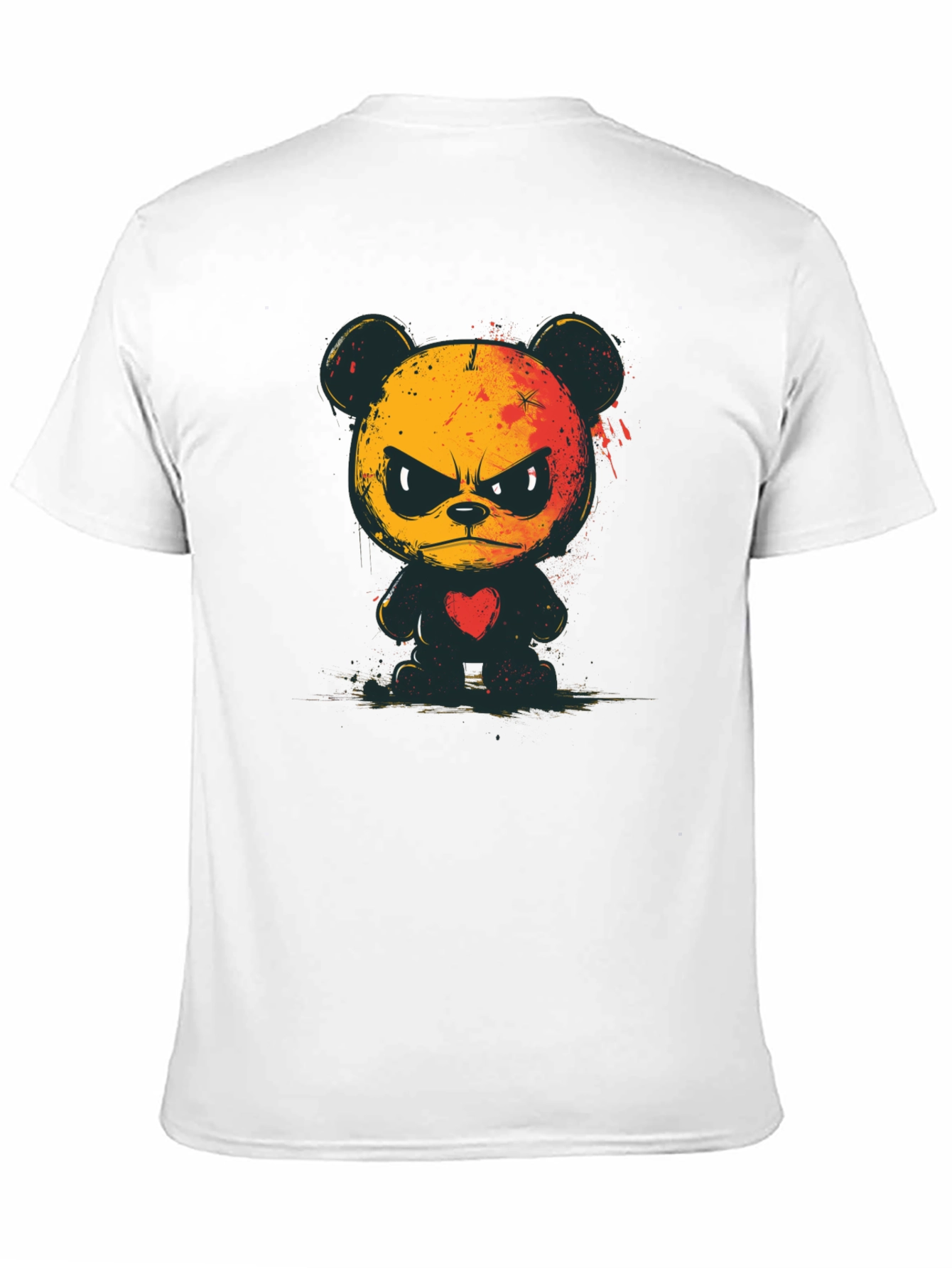 Grumpy Bear Graphic Tee - Soft Black Cotton