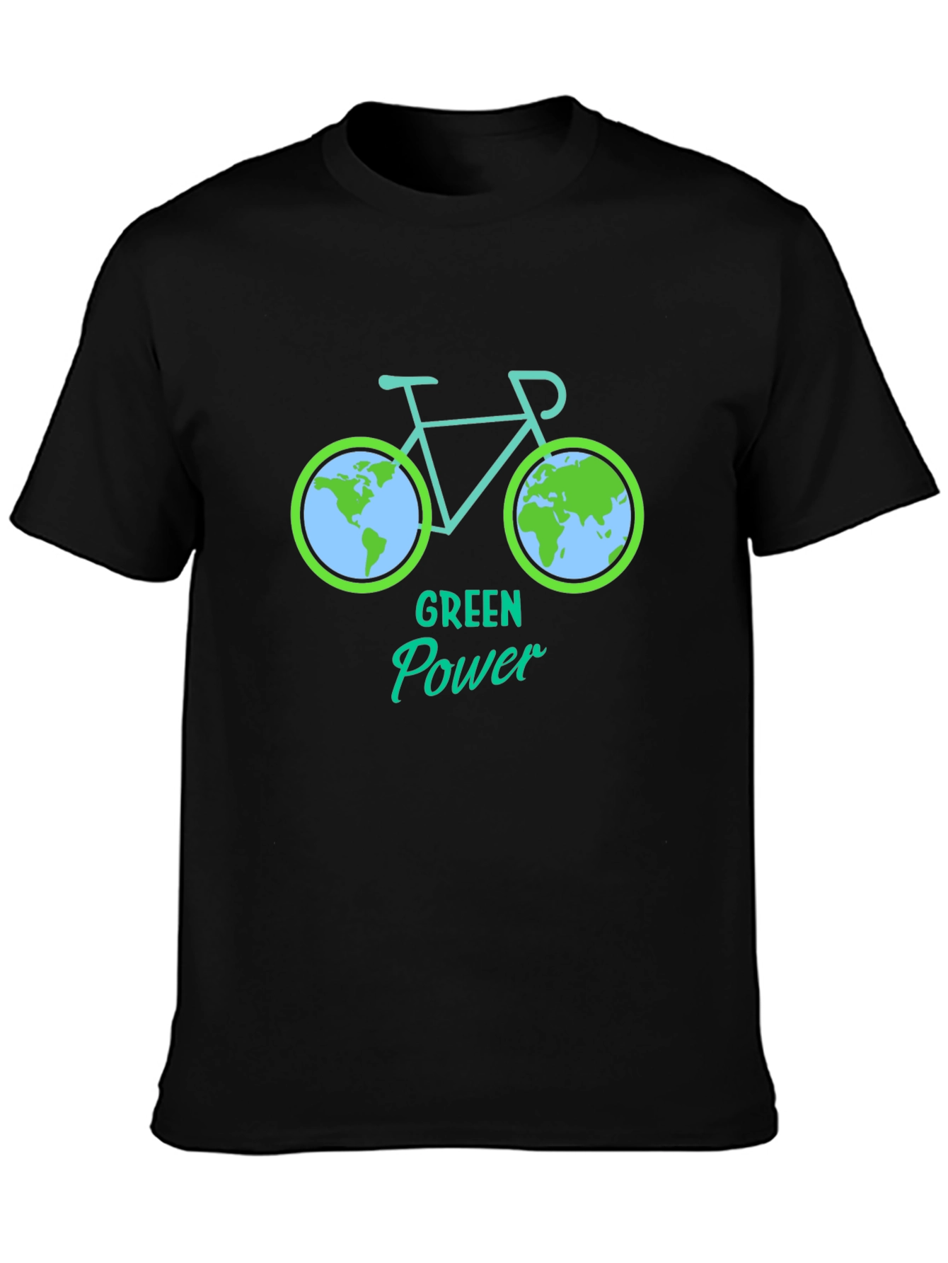 Green Power Earth Bicycle Graphic Tee - Eco Friendly