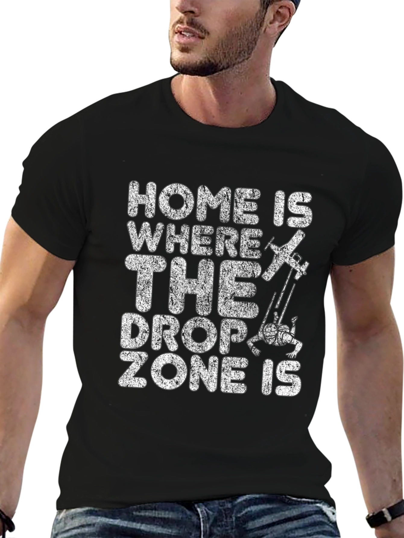 Skydiving Drop Zone Black T-Shirt