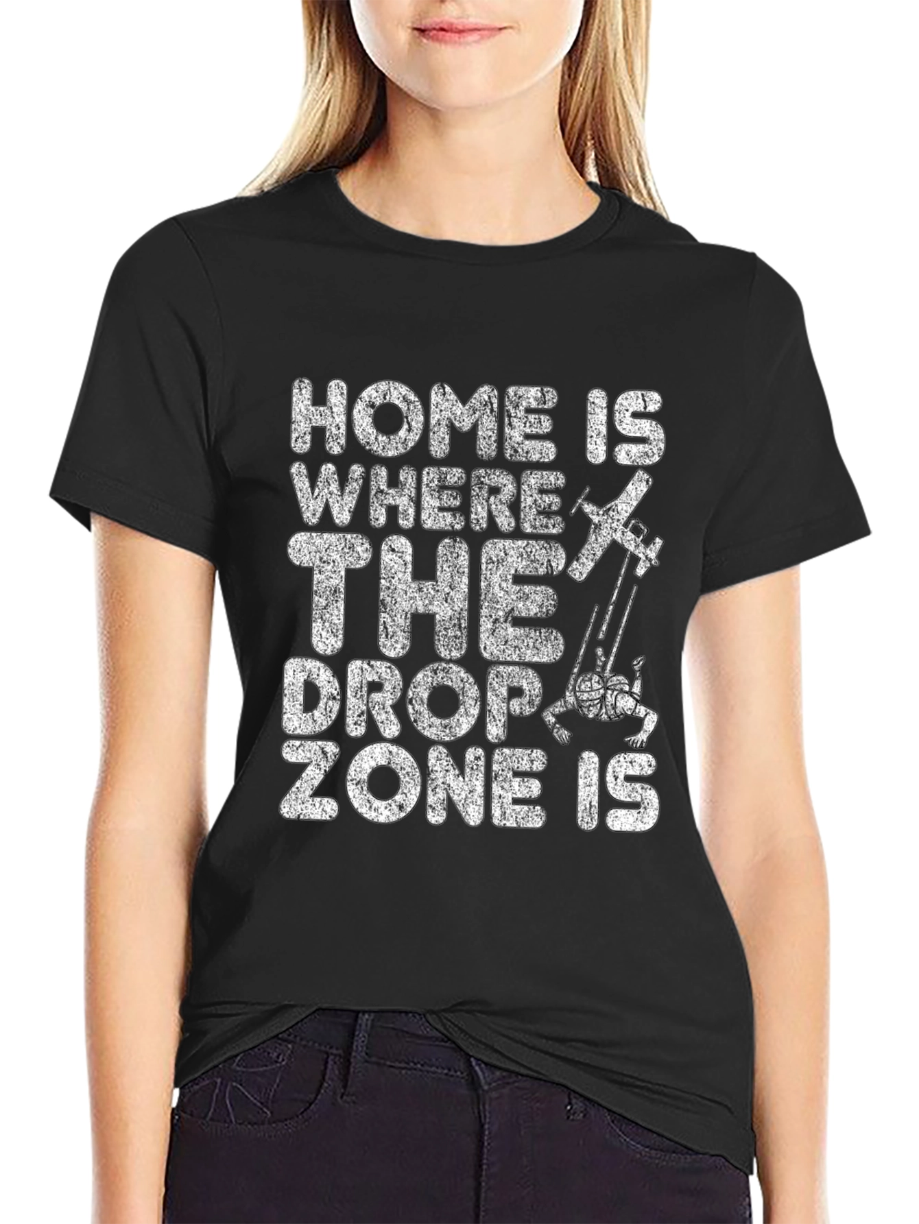 Skydiving Drop Zone Black T-Shirt