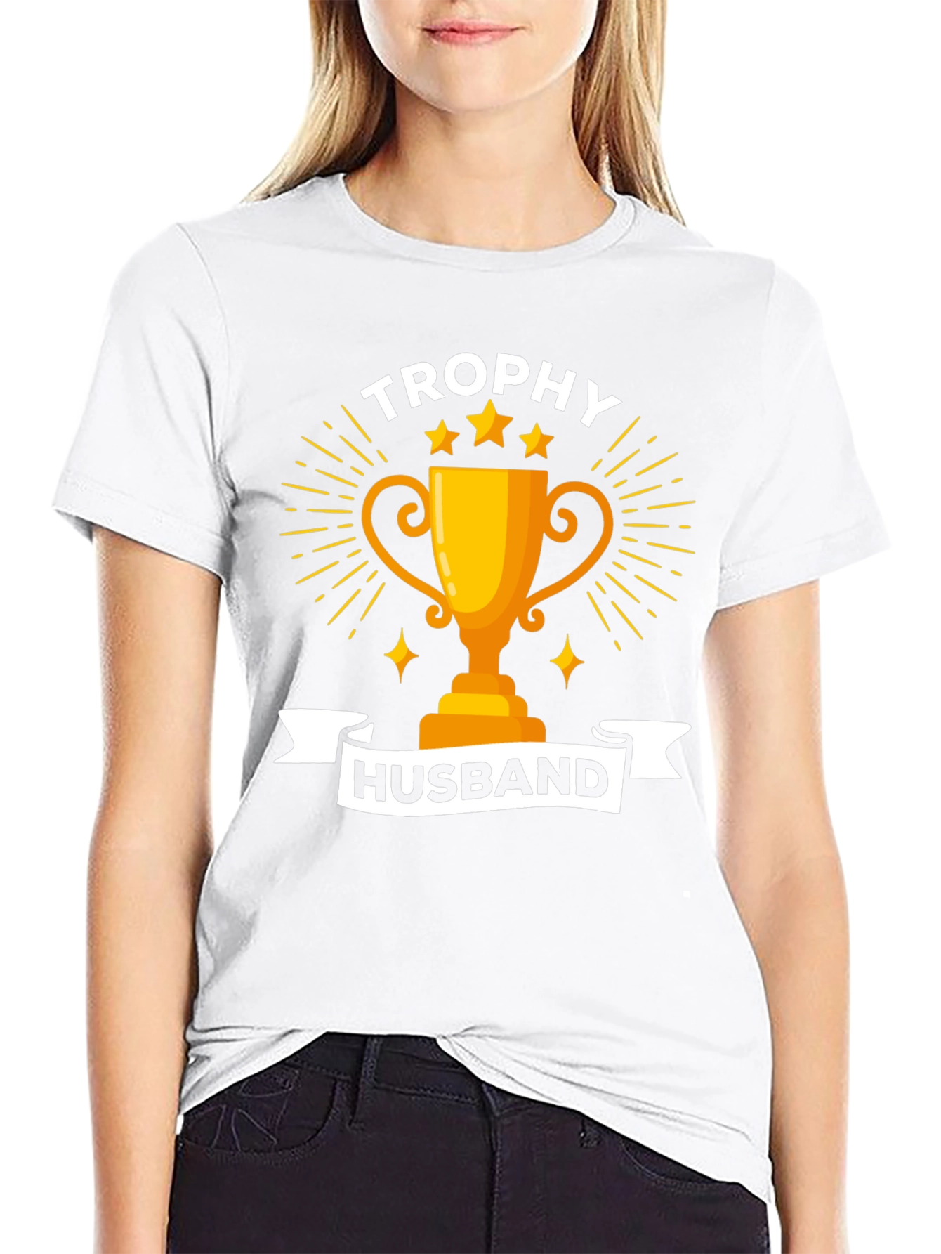 Trophy Husband Graphic Tee - Black Cotton Blend