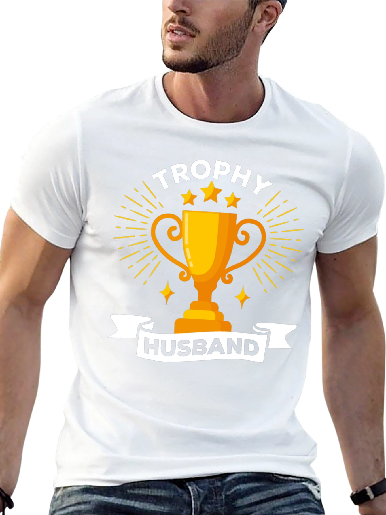 Trophy Husband Graphic Tee - Black Cotton Blend