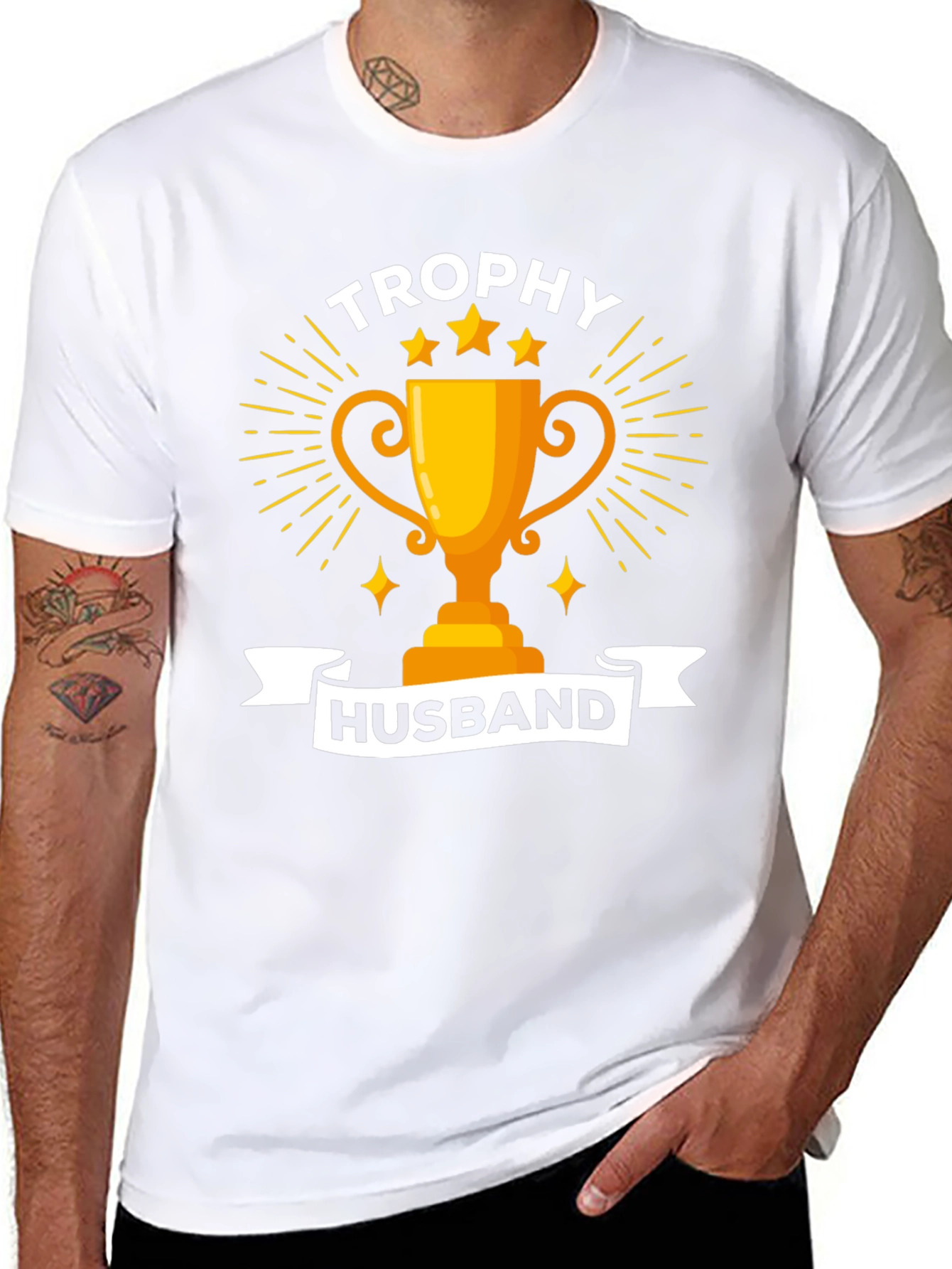 Trophy Husband Graphic Tee - Black Cotton Blend