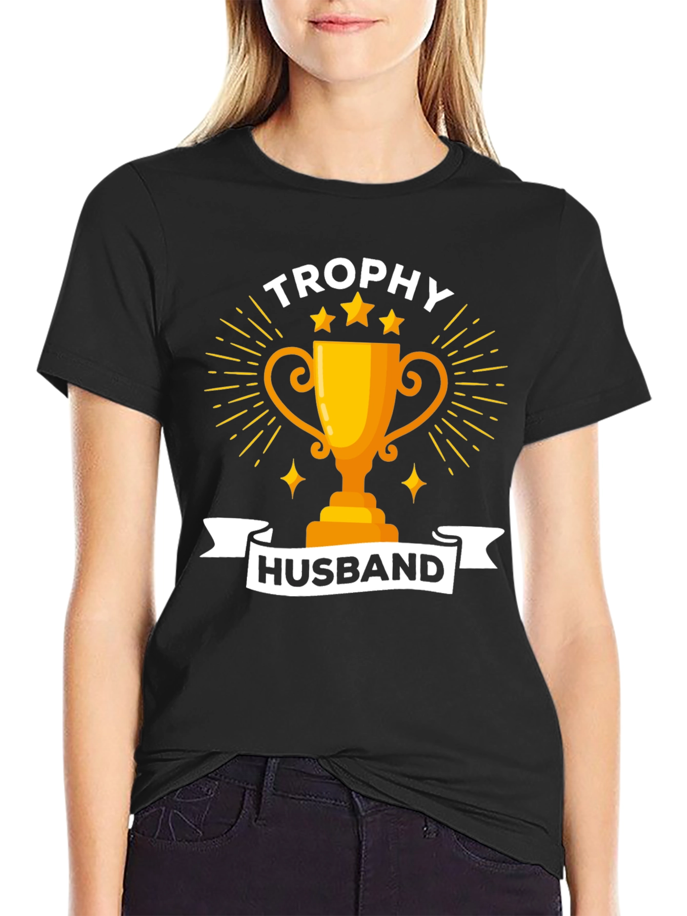 Trophy Husband Graphic Tee - Black Cotton Blend